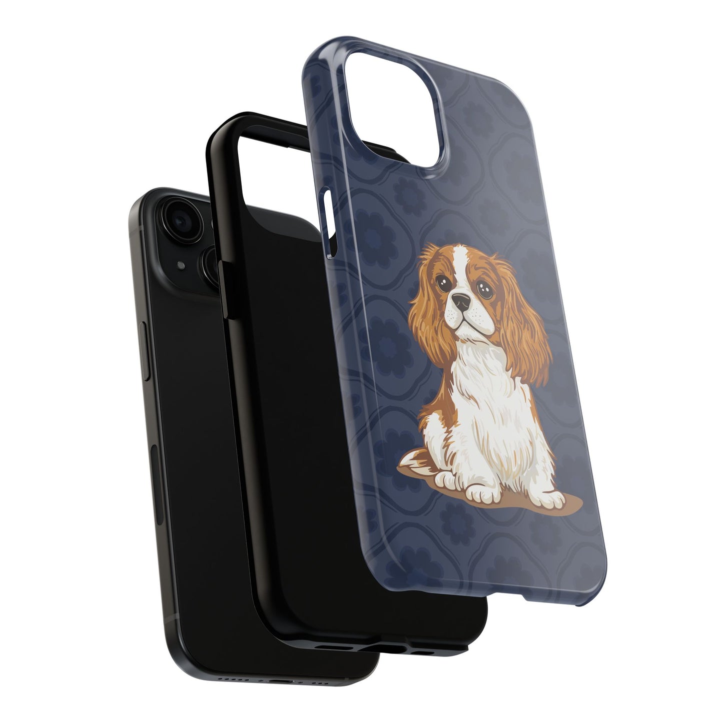 Cavalier King Charles Spaniel Dog Phone Case, Tough Phone Cases Pet Dogs Blue Pattern