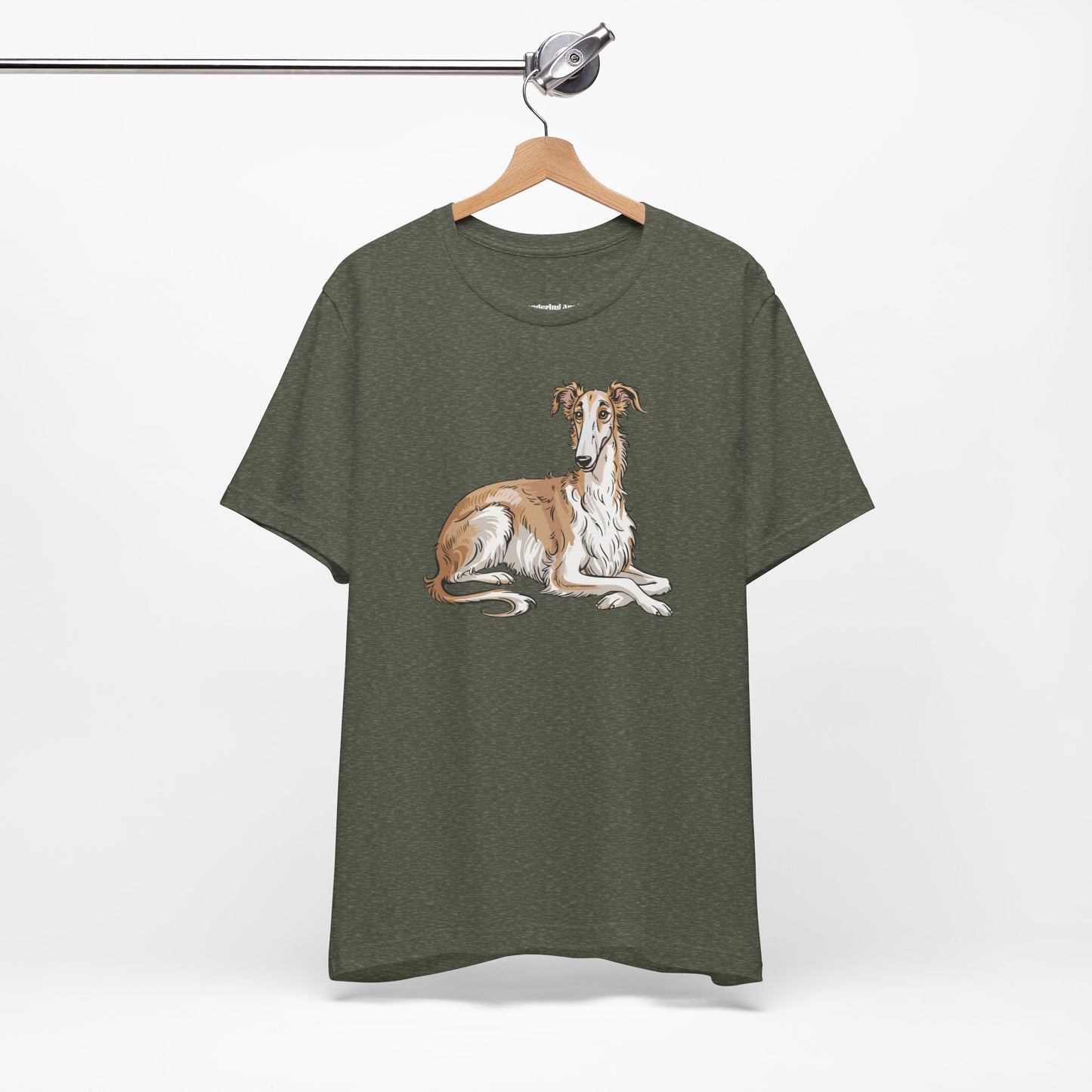 Borzoi Dog Tee | Russuan Hunting Sighthound Dogs Illustration T-Shirt, Cotton Pet Owner Apparel Unisex Shirts