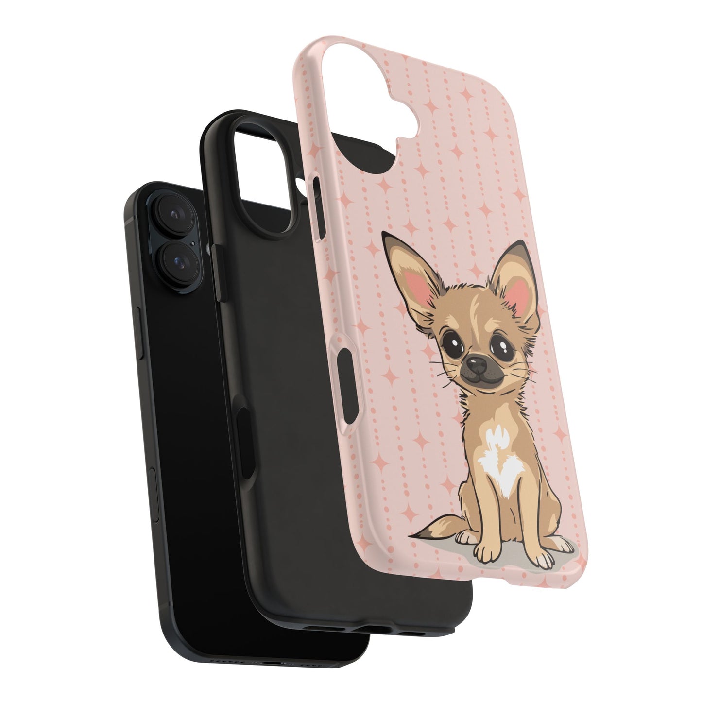 Tan Chihuahua Puppy Dog Phone Case, Tough Phone Cases Pet Dogs Retro Pink Pattern
