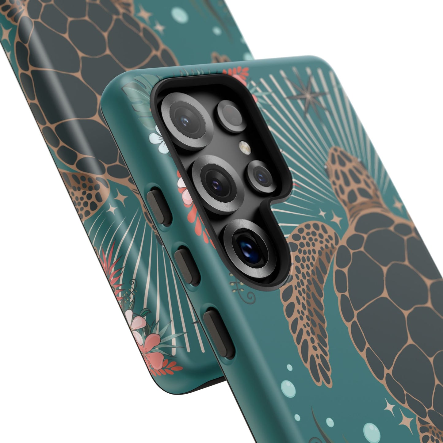 Sea Turtle Illustration Phone Case | Ocean Turtles Coral Floral Pattern Cell Phone Cases - Iphone, Google Pixel, Samsung - Matte Finish