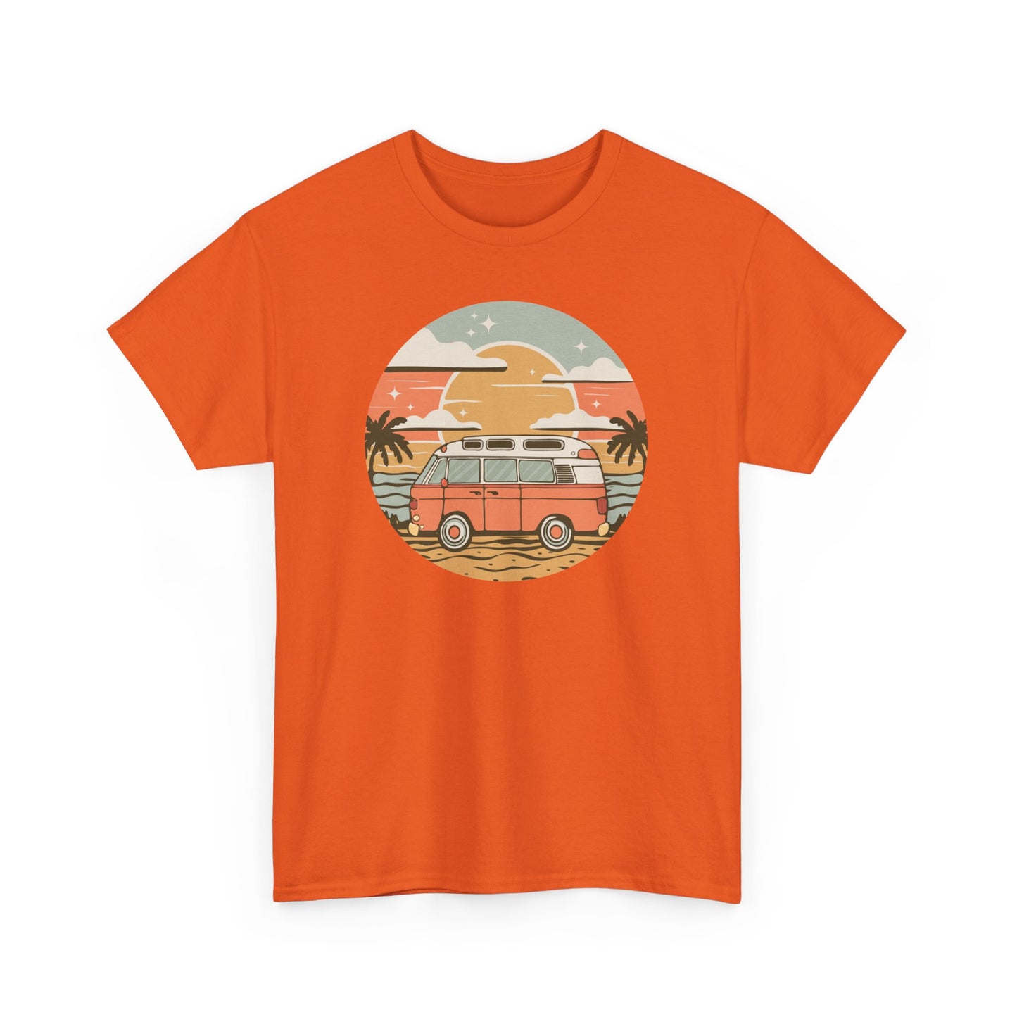 Vintage Van Dreams Nomad Campervan Vanlife Sunset T-shirt Unisex Mens Womens Heavy Cotton Tee