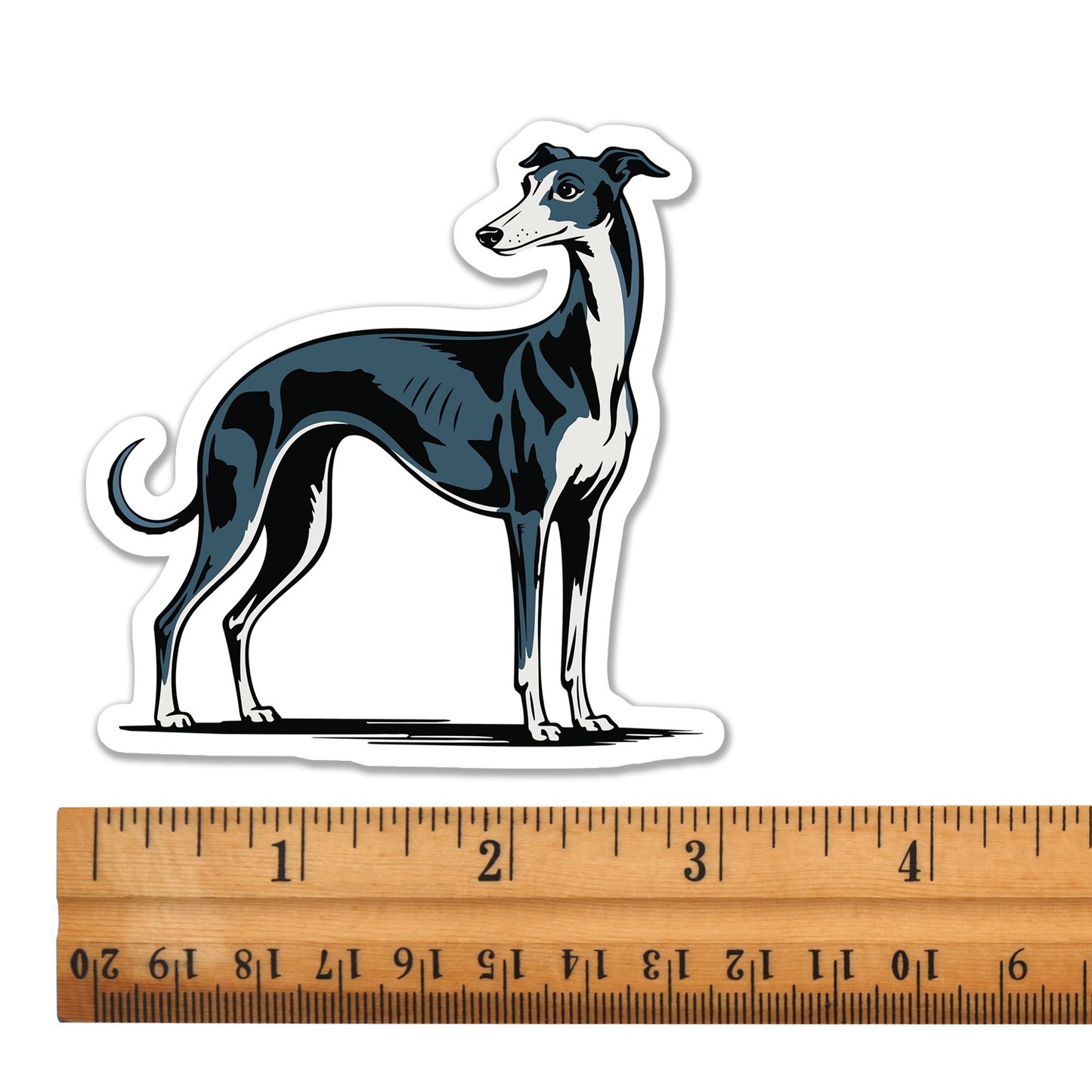 3" Greyhound Dog Sticker - Black & Blue Sighthound Dogs Vinyl Decal Stickers Waterproof Greyhounds Pet Decals