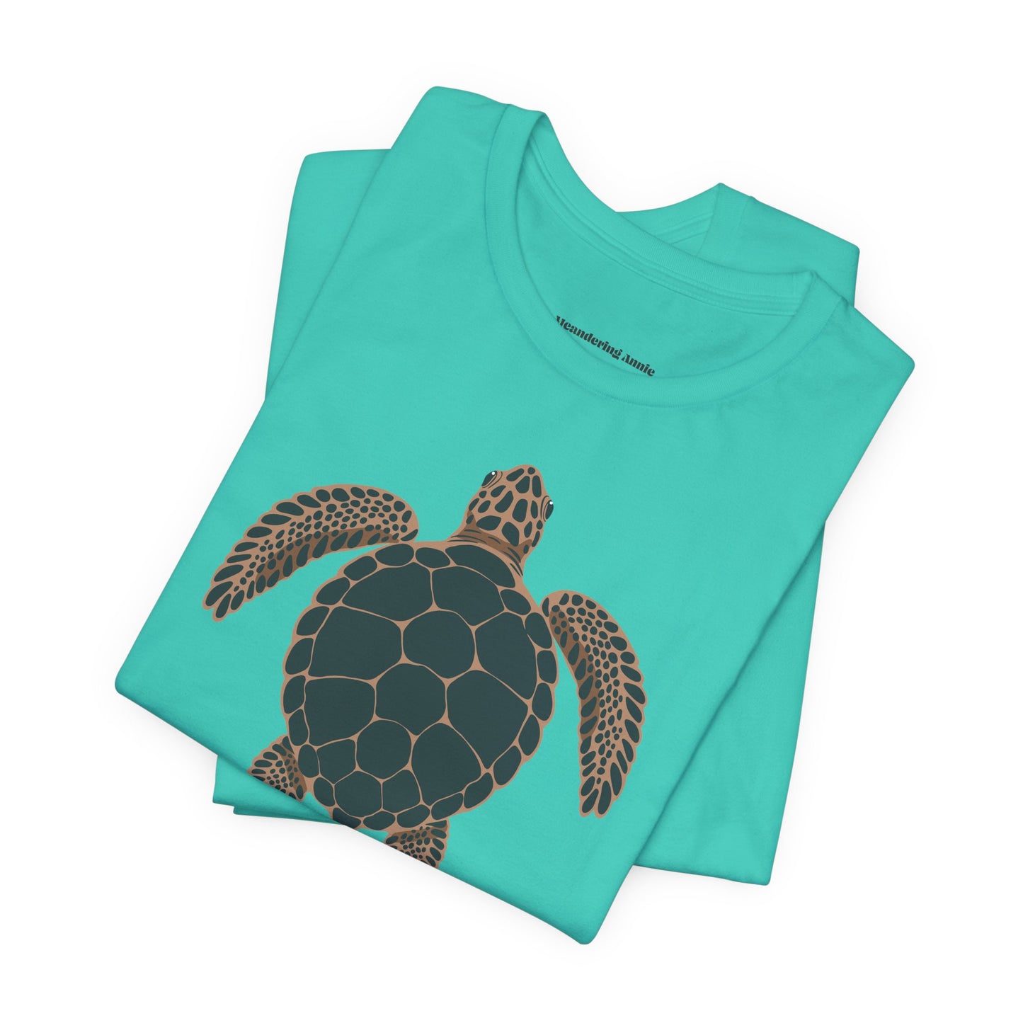 Sea Turtle Illustration Tee | Tropical Coastal Ocean Life, Turtles Design Beach T-Shirt, Cotton Unisex Marine Animals Tees