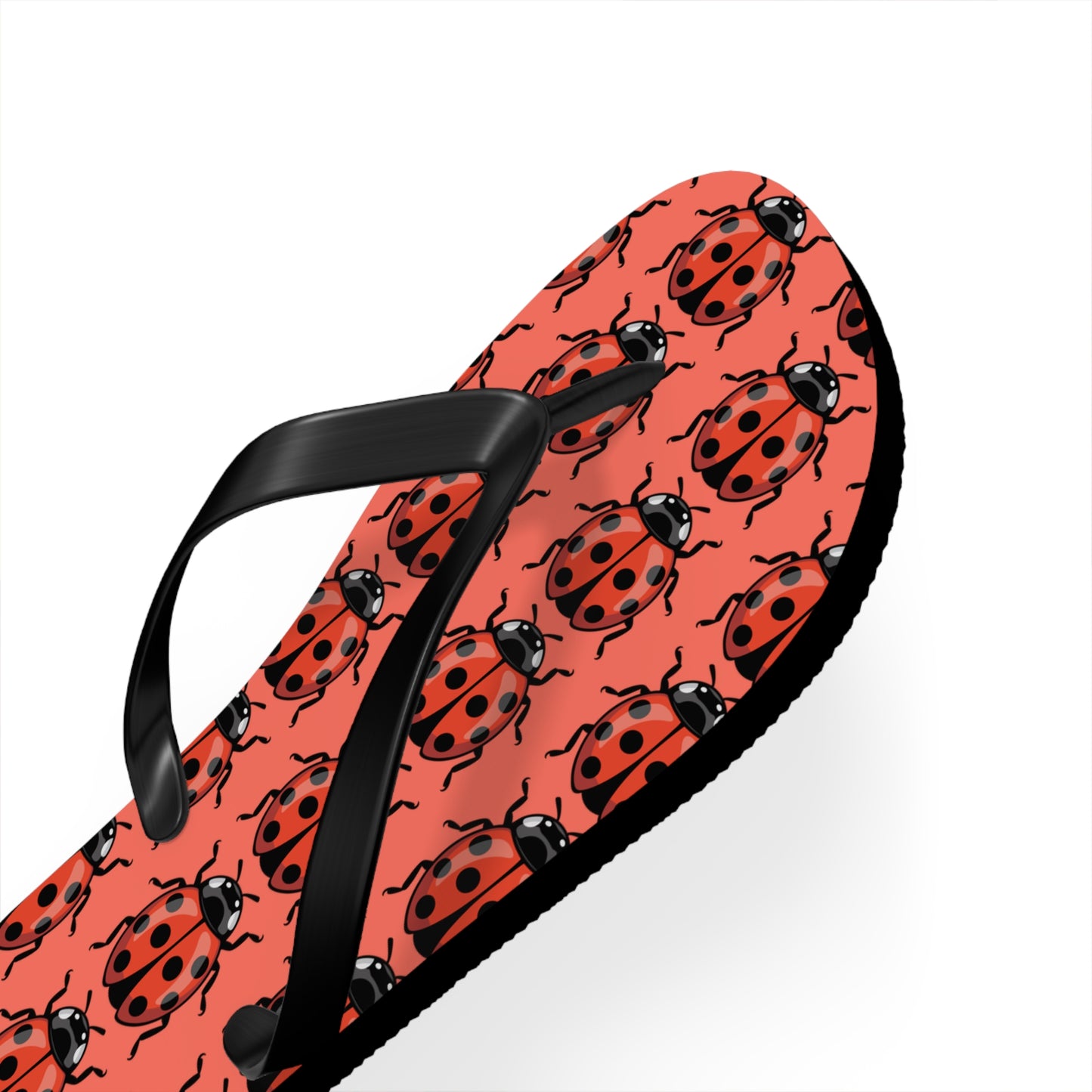 Ladybug Pattern Flip Flops | Red Insect Bug Print Summer Sandals, Ladybugs Beach Pool Footwear