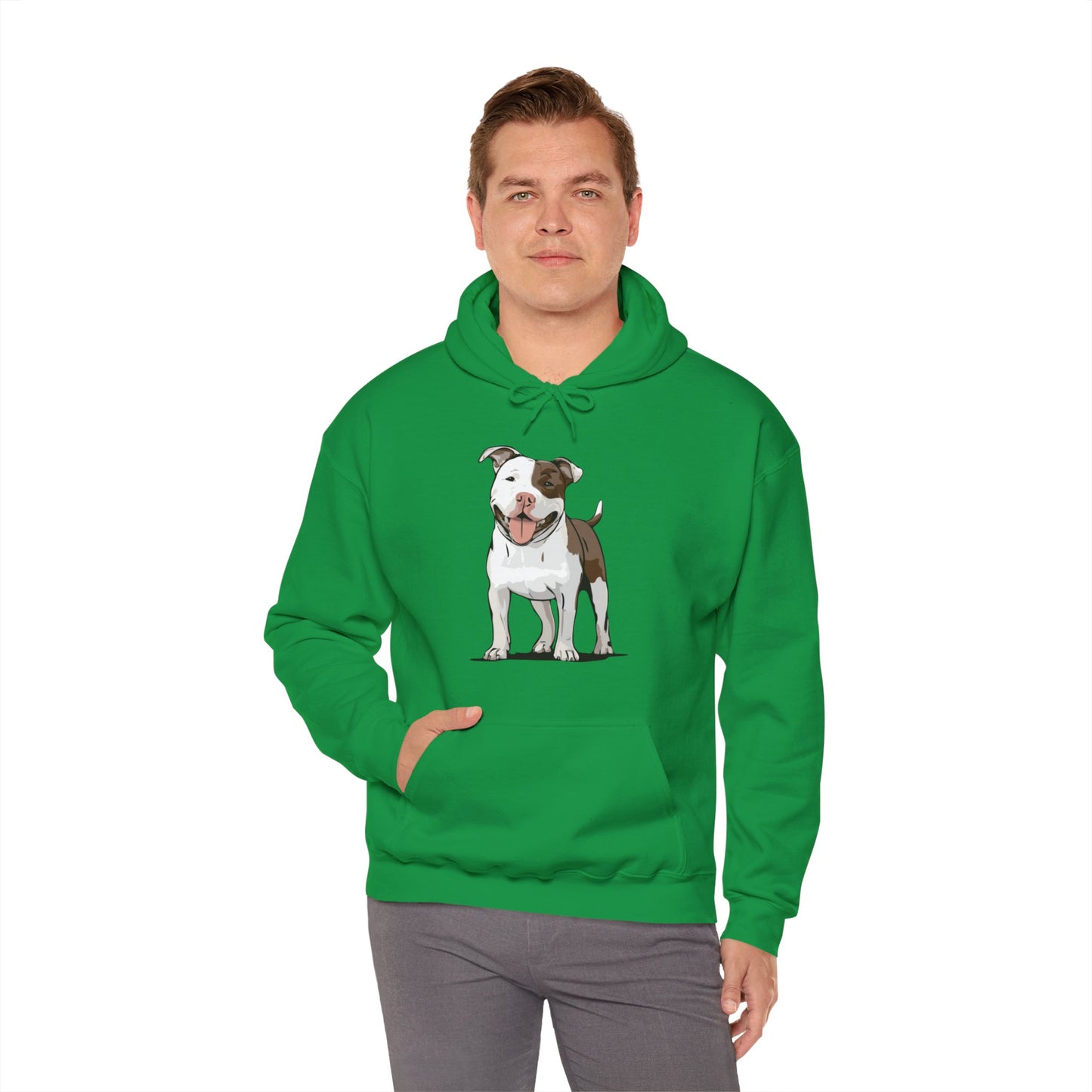 Ollie Dog Pulliver Hoodie Unisex Heavy Blend Hooded Sweatshirt with Pit Bull Dog Pet Design