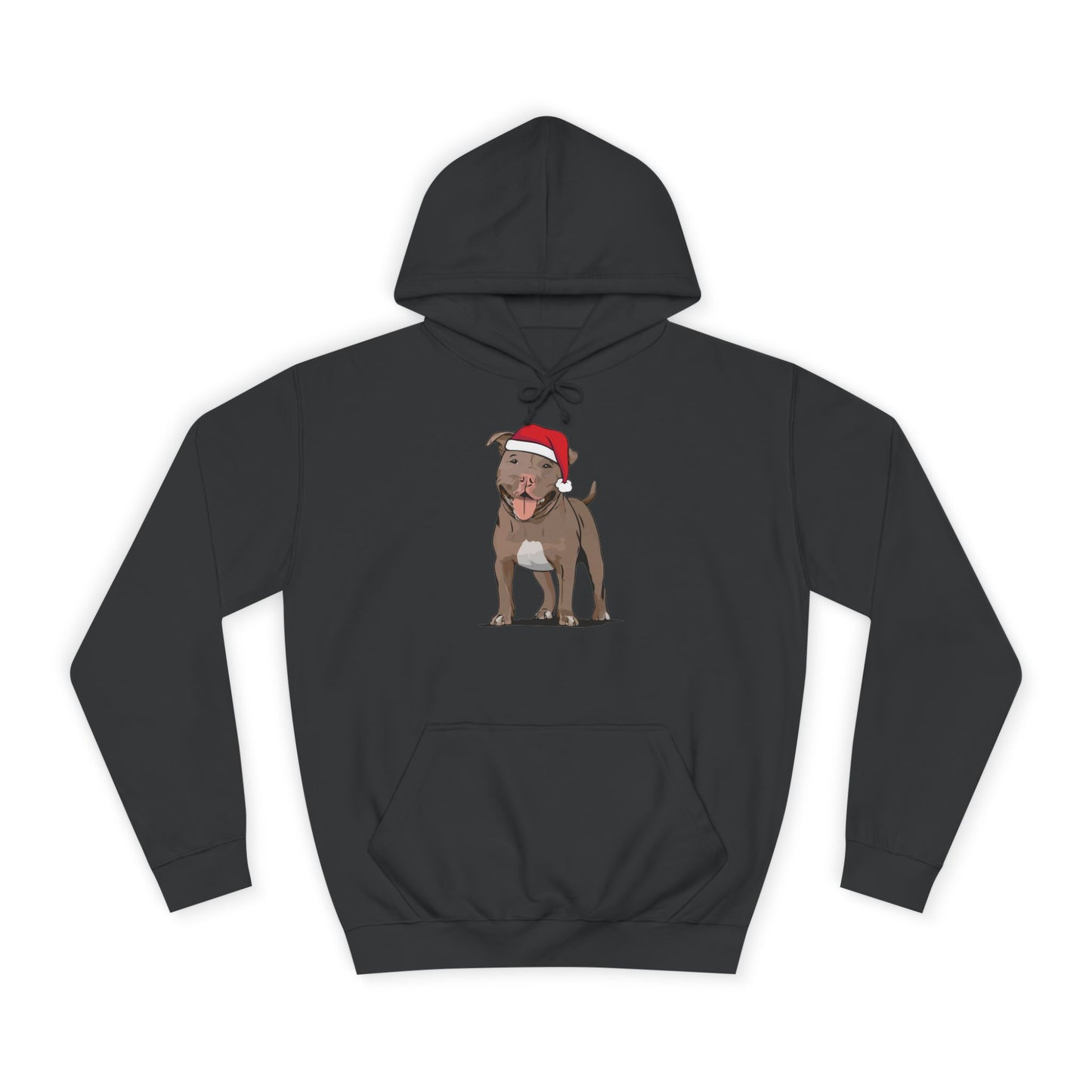 Pit Bull Terrier Dog Holiday Hoodie, Christmas Pullover Hooded Sweatshirt, Xmas Santa Brown Pitbull Dogs Apparel Hoodies Sweatshirts