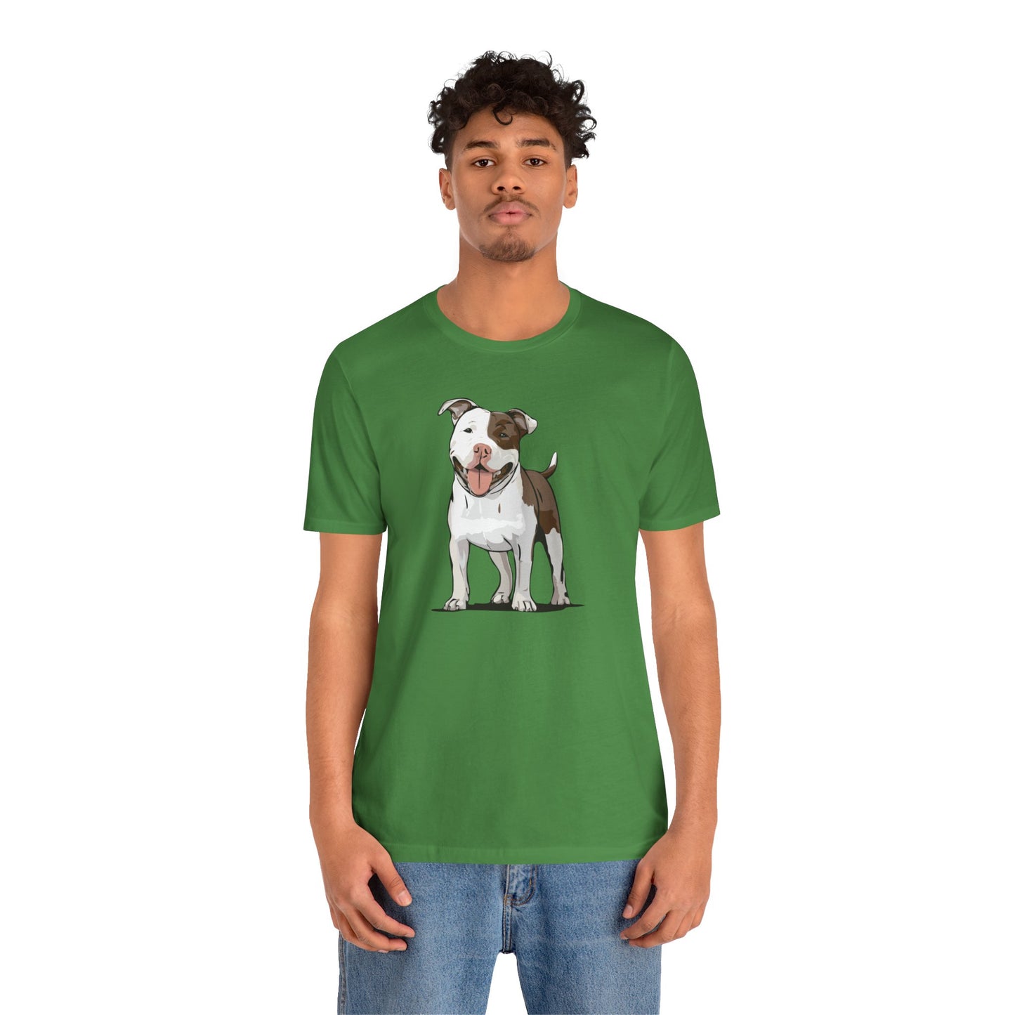 Ollie Dog T-shirt Mens Womens Unisex Jersey Cotton Short Sleeve Tee with Pitbull Dog Pet Design