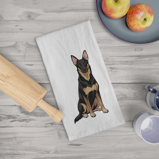 Buddy German Shepherd Dog Kitchen Tea Towel - Pet Lover Home Decor, Print Dish Hand Towels, Cute Dogs Gift, Linen Housewarming Present