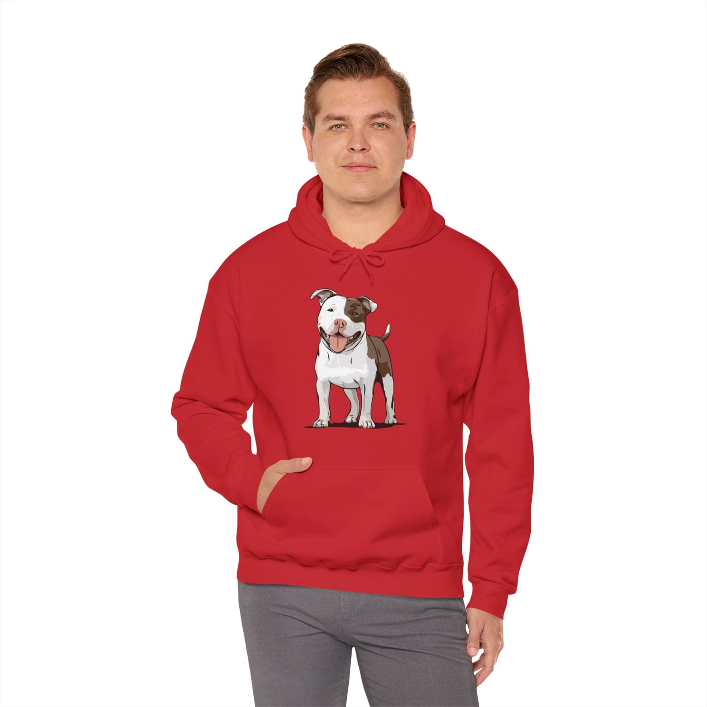 Ollie Dog Pulliver Hoodie Unisex Heavy Blend Hooded Sweatshirt with Pit Bull Dog Pet Design