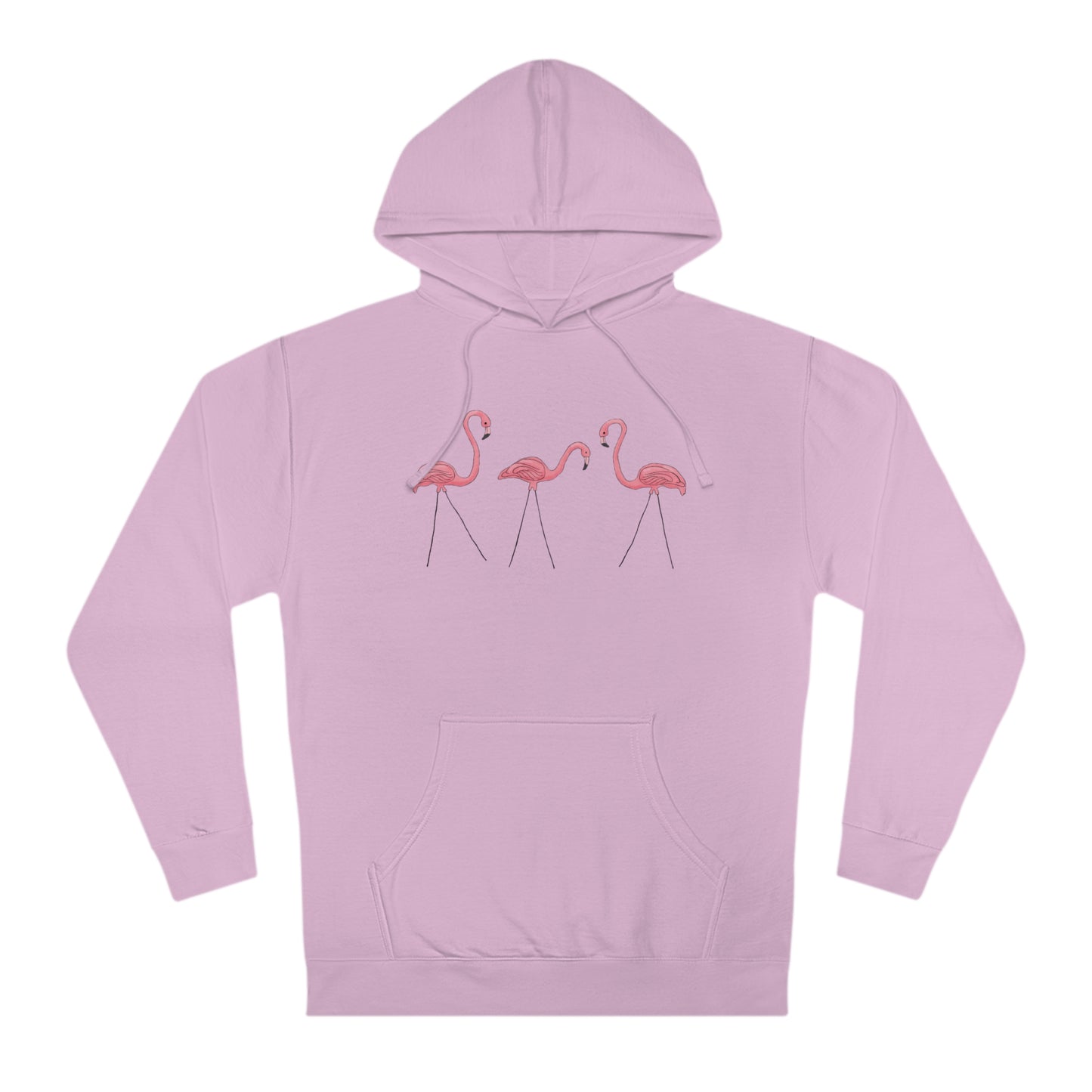 Pink Plastic Flamingos Hoodie Unisex Pullover Hooded Sweatshirt with Lawn Flamingo Design