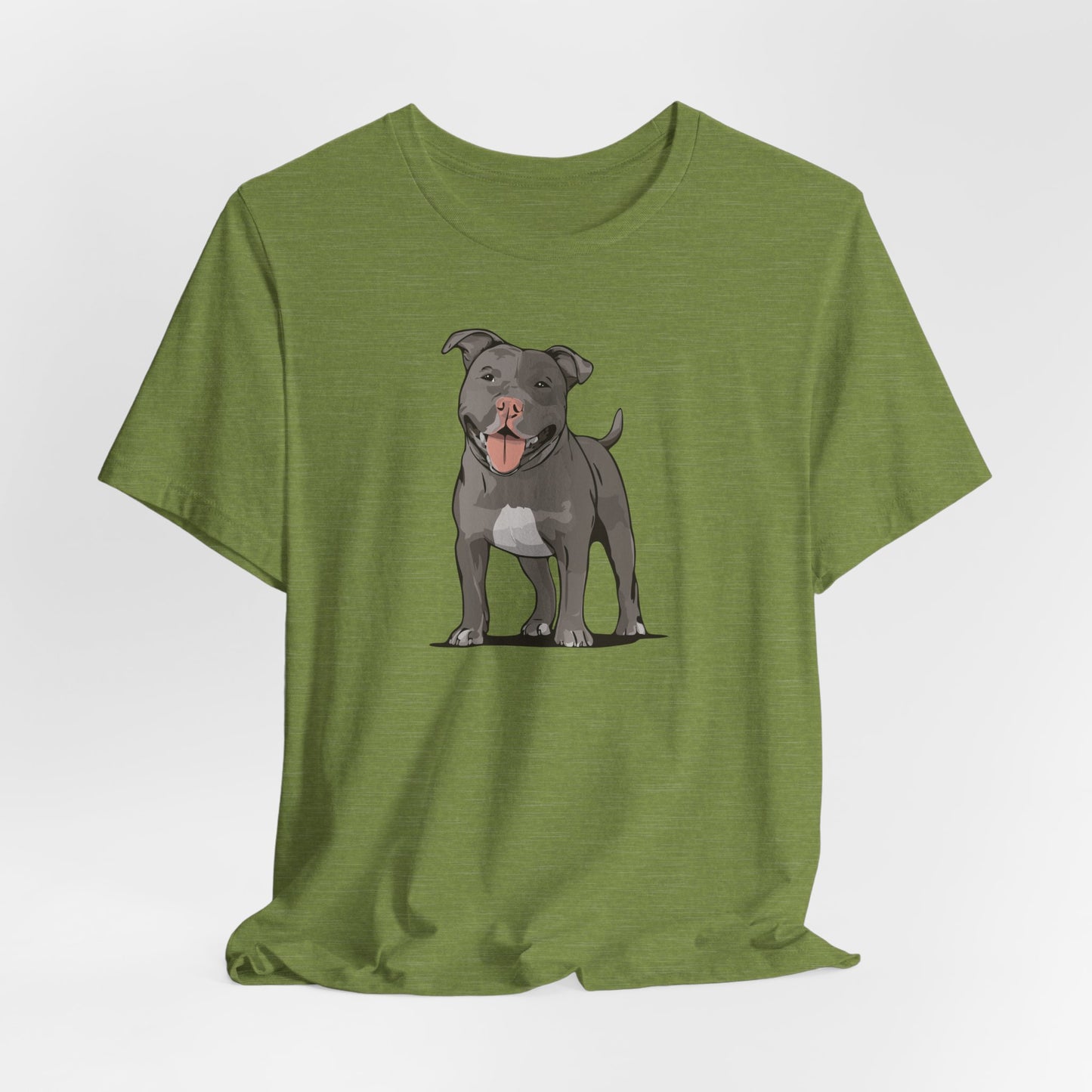 Gray Pitbull Dog T-shirt: Pit Bull Puppy Dogs Unisex Short Sleeve Tee, Pet Owner Gift, Dog Mom Dad Shirt
