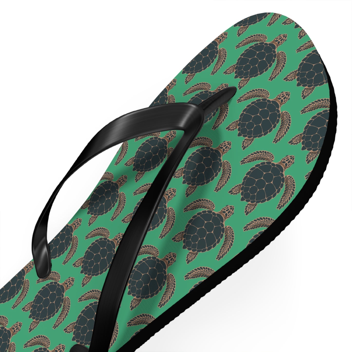 Sea Turtle Pattern Flip Flops | Tropical Green Turtles Beach Sandals, Summer Vacation Pool Attire Ocean Wildlife Nature Pattern