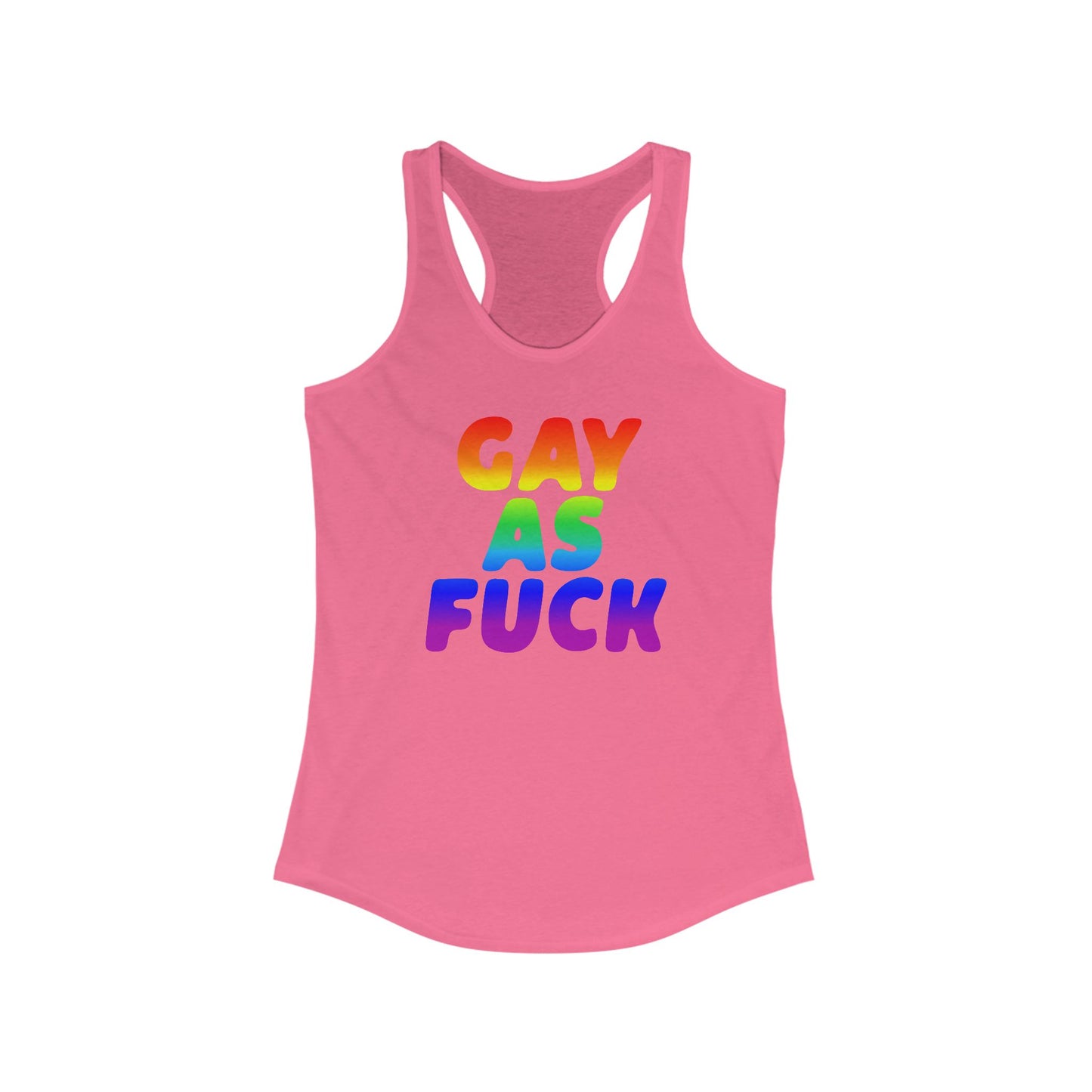 Pride Racerback Tank Top - Gay As Fuck, LGBTQIA Pride Festival Apparel, Lesbian Summer Outfit, Gift for Queer Friends