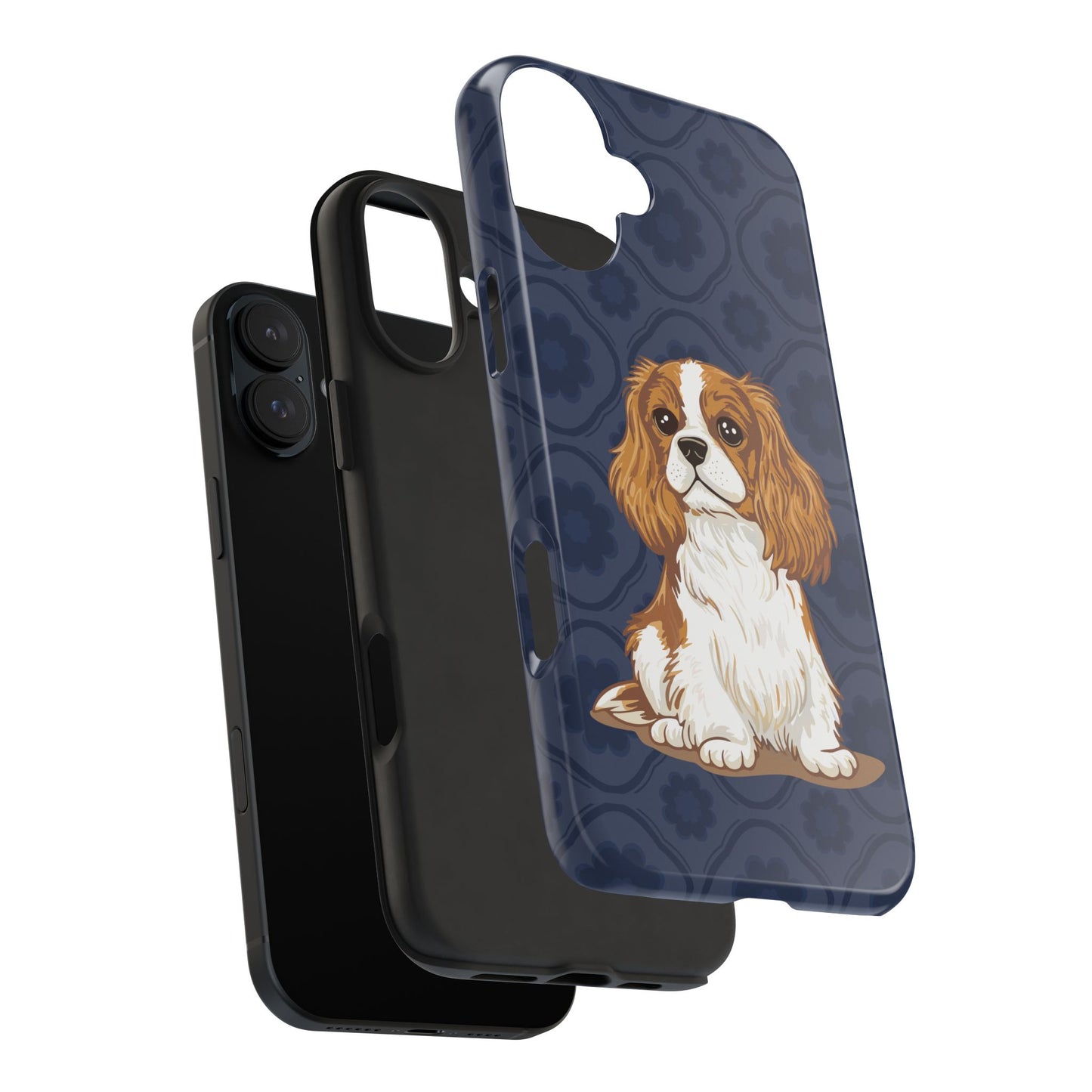 Cavalier King Charles Spaniel Dog Phone Case, Tough Phone Cases Pet Dogs Blue Pattern