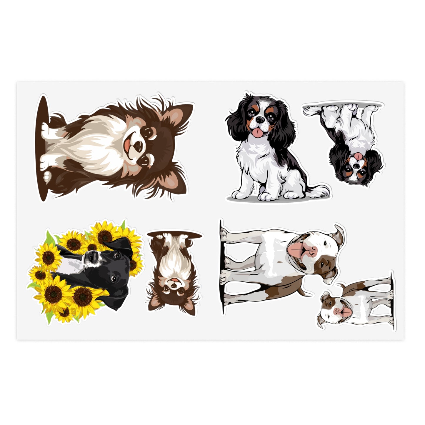 Dogs Vinyl Sticker Sheets - Includes Multiple Cute Dog Stickers - Long Haired Chihuahua, Lab Mix, Pit Bull, Cavalier King Charles Spaniel