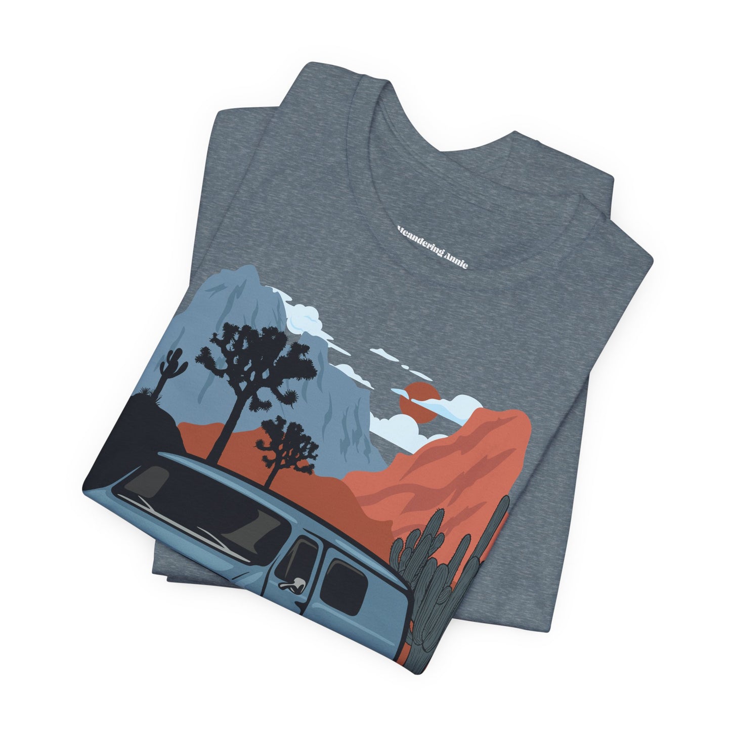 Retro Camper Van T-Shirt | Desert Landscape, Vanlife Cactus Joshua Tree Road Trip Graphic Tee