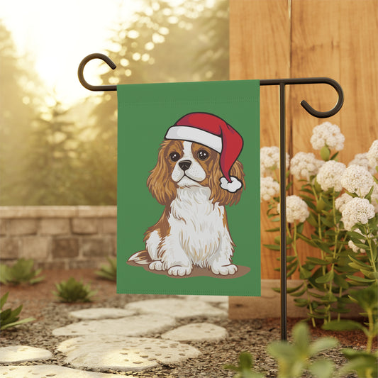 Cavalier King Charles Spaniel Dog Christmas Garden Flag, Holiday Yard Decorations, Seasonal Outdoor Xmas Decor