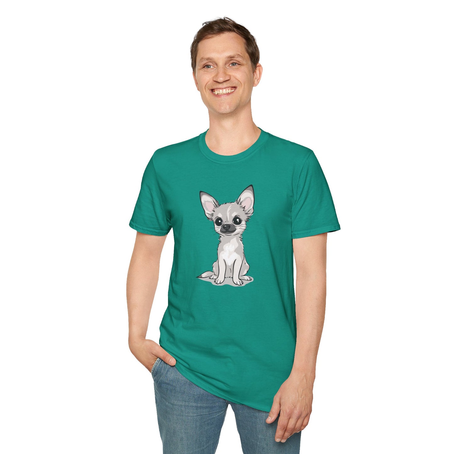 White Chihuahua Puppy Dog T-Shirt - Mens Womens Unisex Cotton Chihuahuas Dogs Pet Short Sleeve Tee Puppies Design Shirts