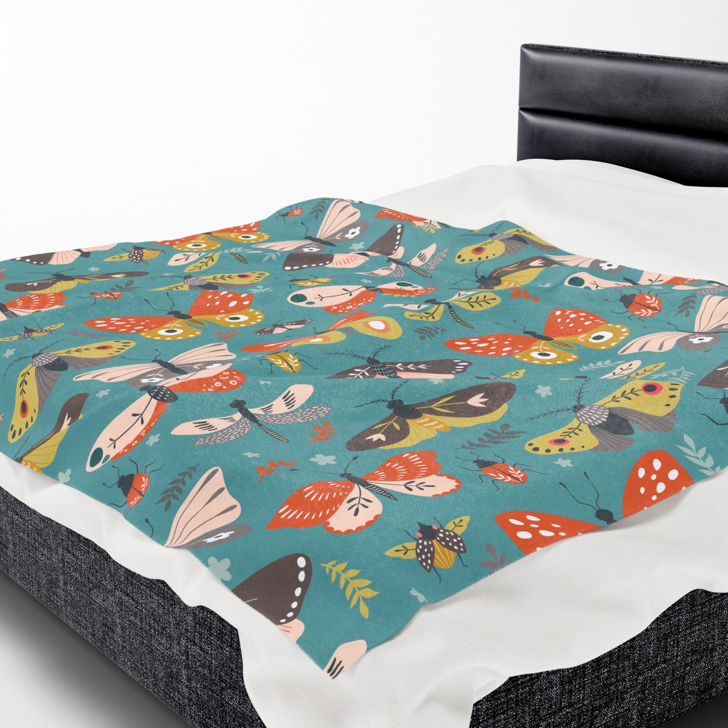 Flutter Frolic Moth, Butterfly, Dragonfly, Bugs Velveteen Plush Blanket, Thow Blankets Bedding Home Bedroom Decor