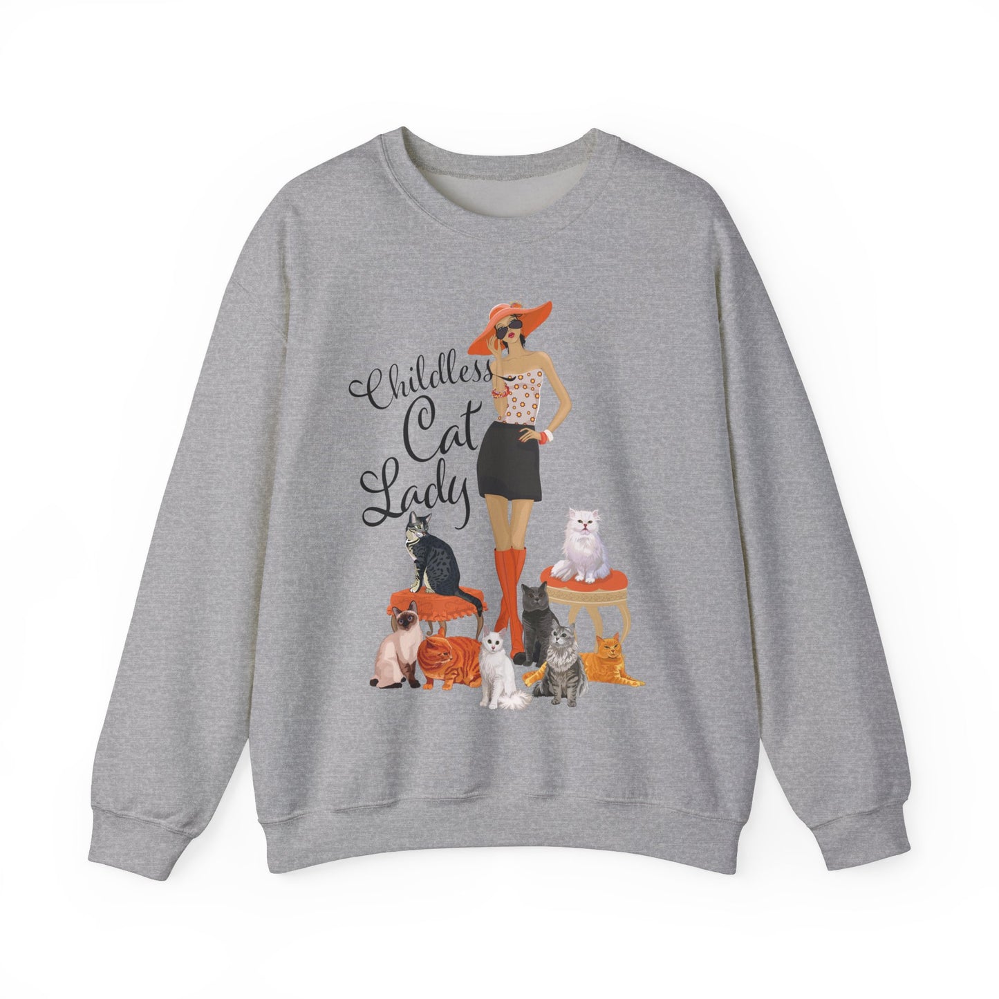 Childless Cat Lady Heavy Blend Crewneck Sweatshirt Crazy Cat Ladies Cat Mom Sweater