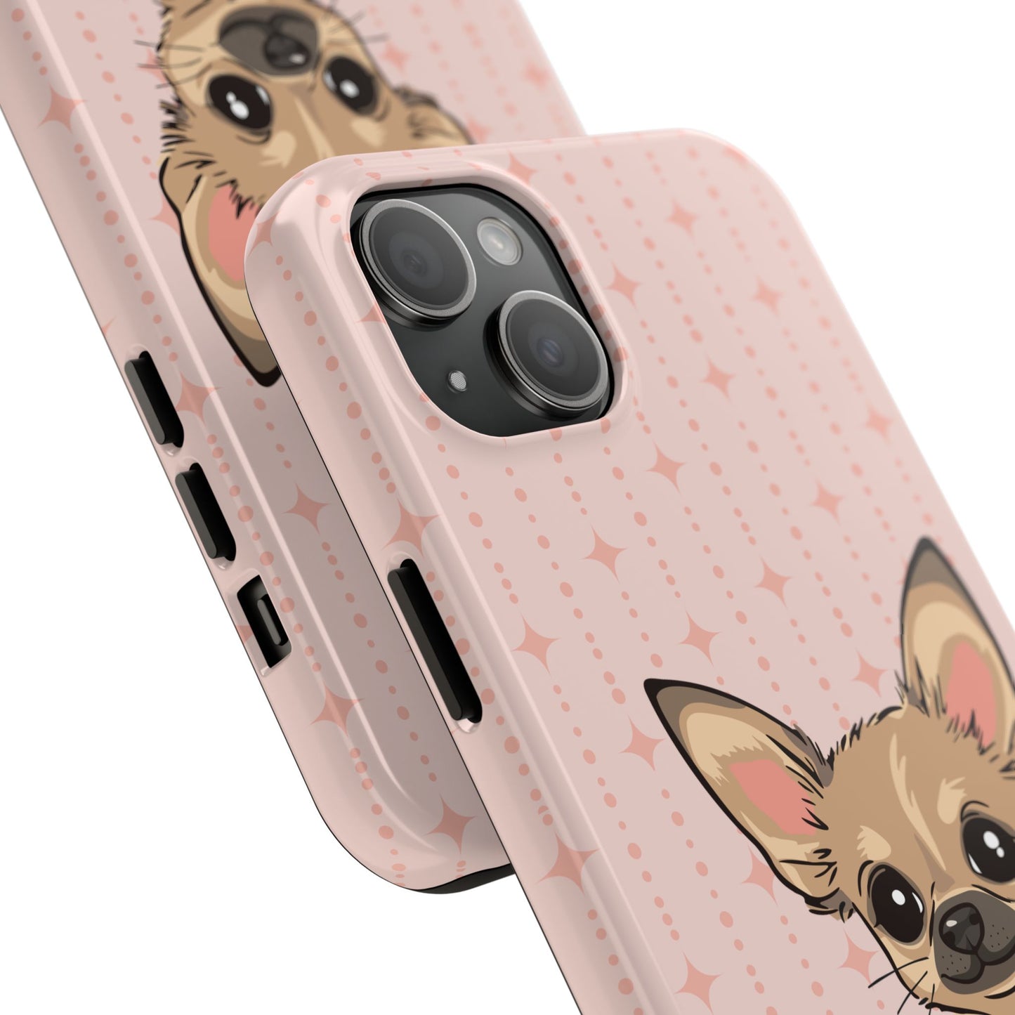 Tan Chihuahua Puppy Dog Phone Case, Tough Phone Cases Pet Dogs Retro Pink Pattern