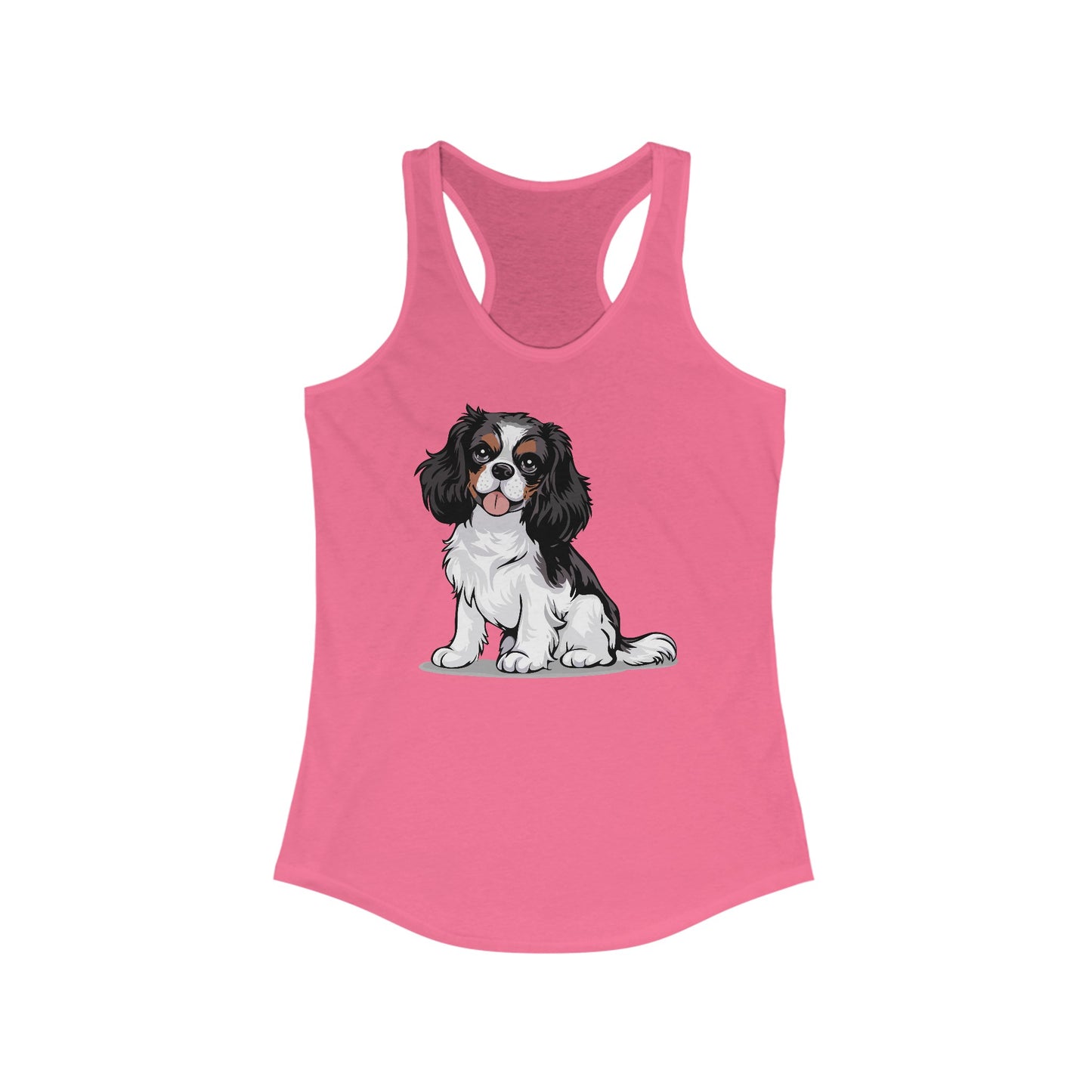 Charlie Cavalier King Charles Spaniel Dog Women's Racerback Tank Top with Pet Dog Cavalier Puppy Print