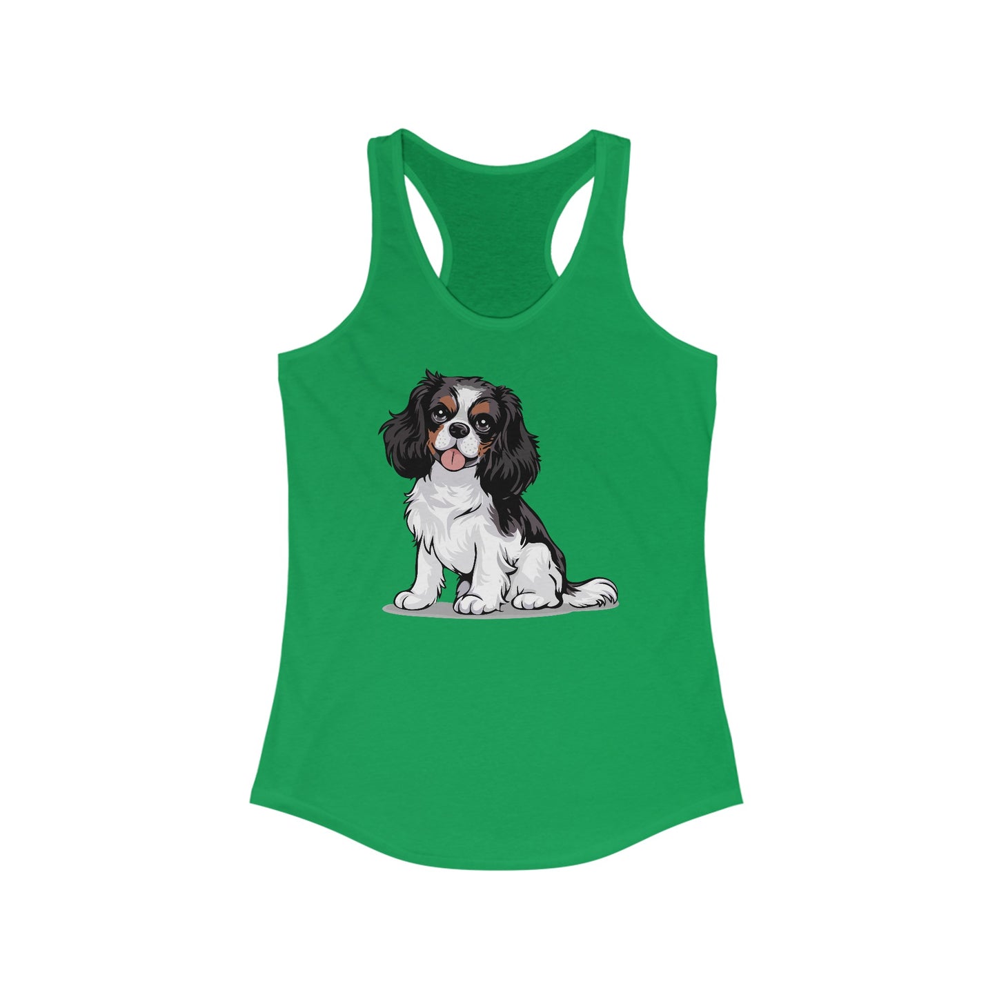 Charlie Cavalier King Charles Spaniel Dog Women's Racerback Tank Top with Pet Dog Cavalier Puppy Print