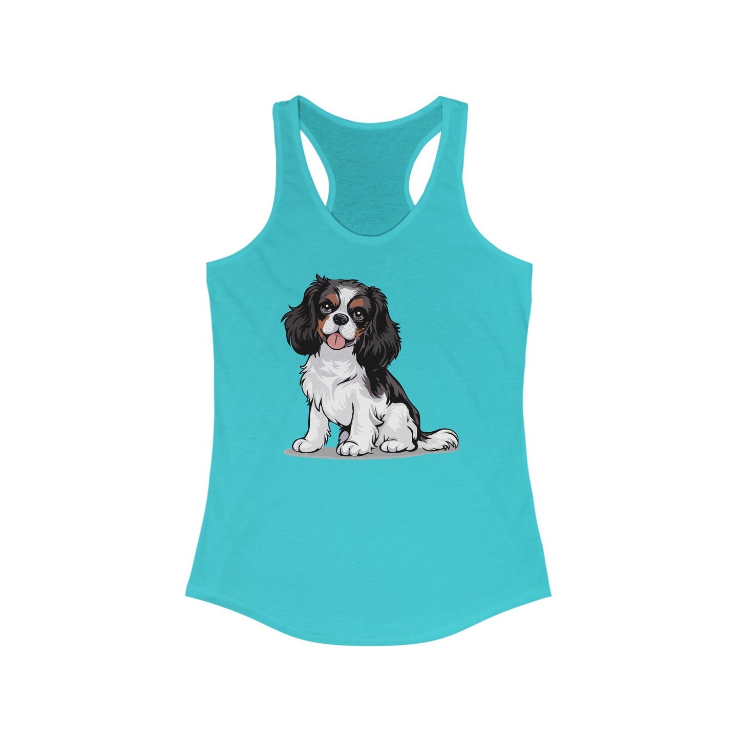 Charlie Cavalier King Charles Spaniel Dog Women's Racerback Tank Top with Pet Dog Cavalier Puppy Print