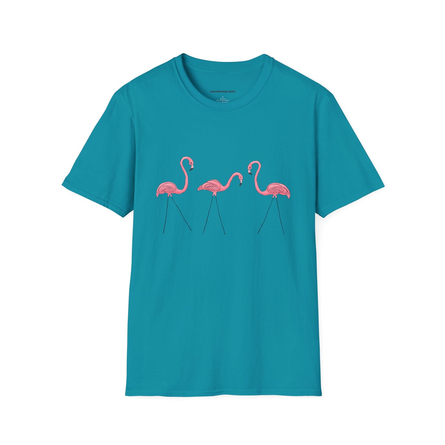 Pink Plastic Lawn Flamingos Soft T-shirt Unisex Cotton T-Shirt Womens Mens Shirt Flamingo Design