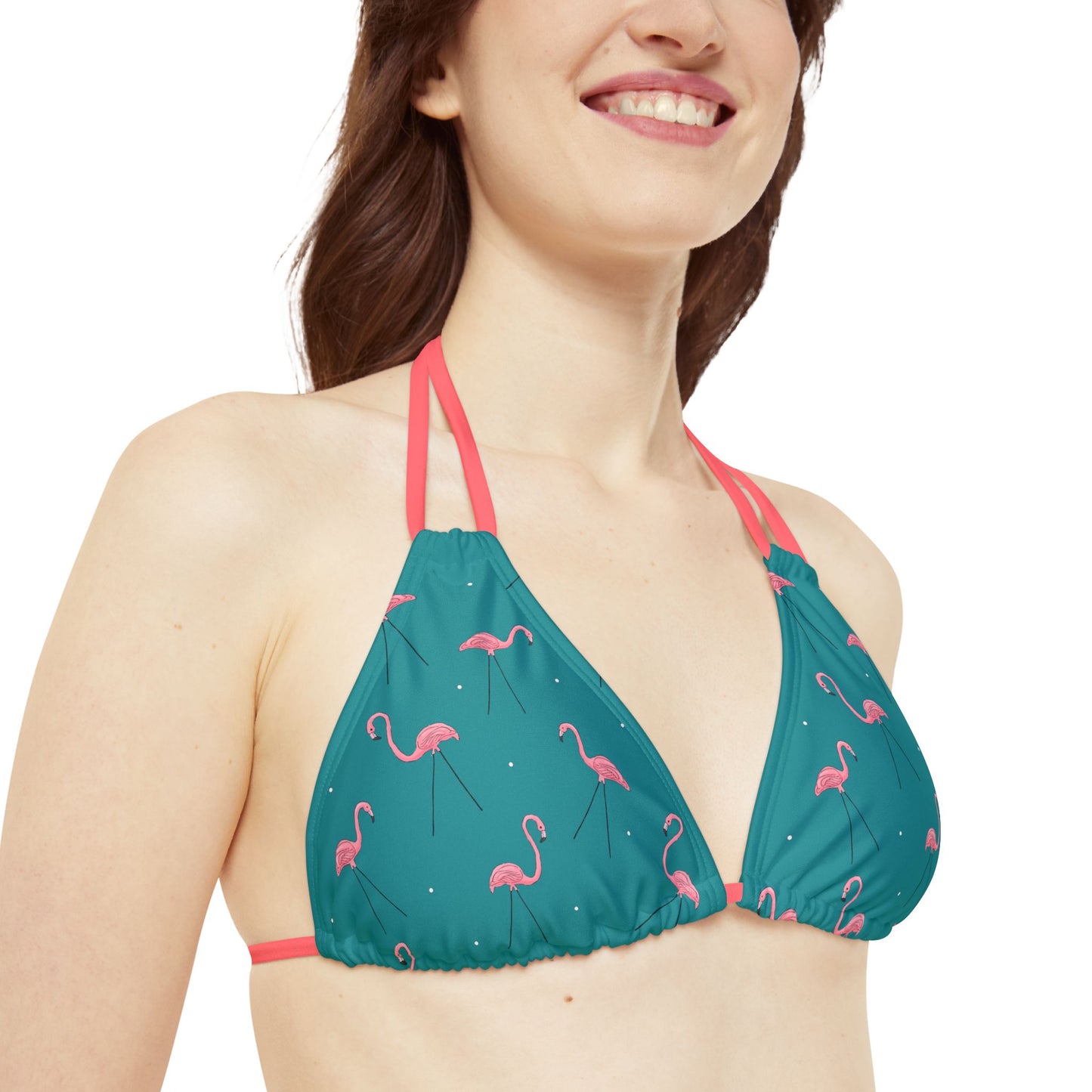 Pink Plastic Flamingos Teal Bikini 2 Piece Swimsuit Set - Womens Lawn Flamingo Bikini