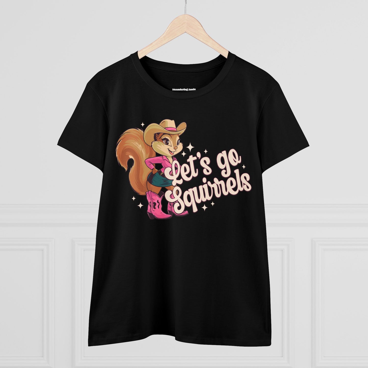 Let's Go Squirrels Ladies T-shirt - Women's Midweight Cotton Tee - Fun Squirrel Print