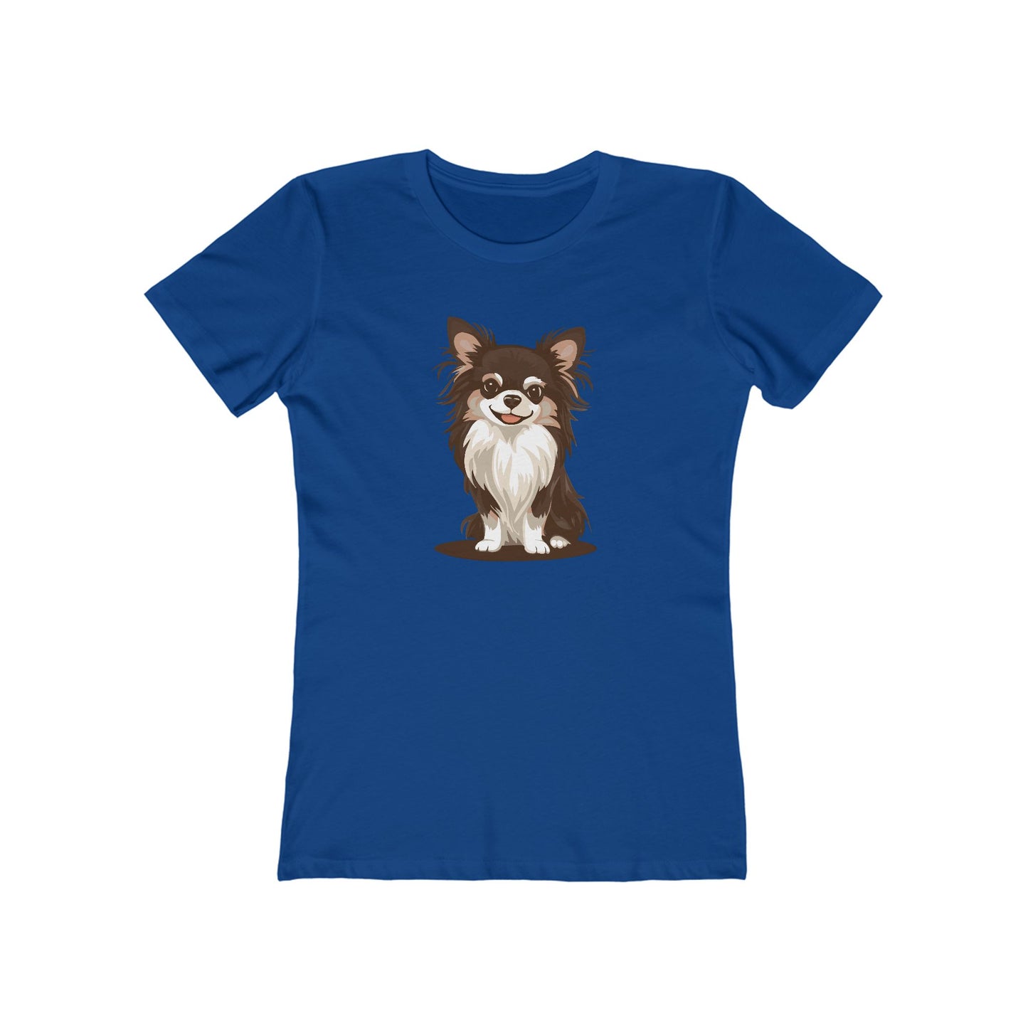 Long Haired Chihuahua Dog Women's Fitted T-shirt with Cute Chihuahuas Pet Puppy Design Ladies Top