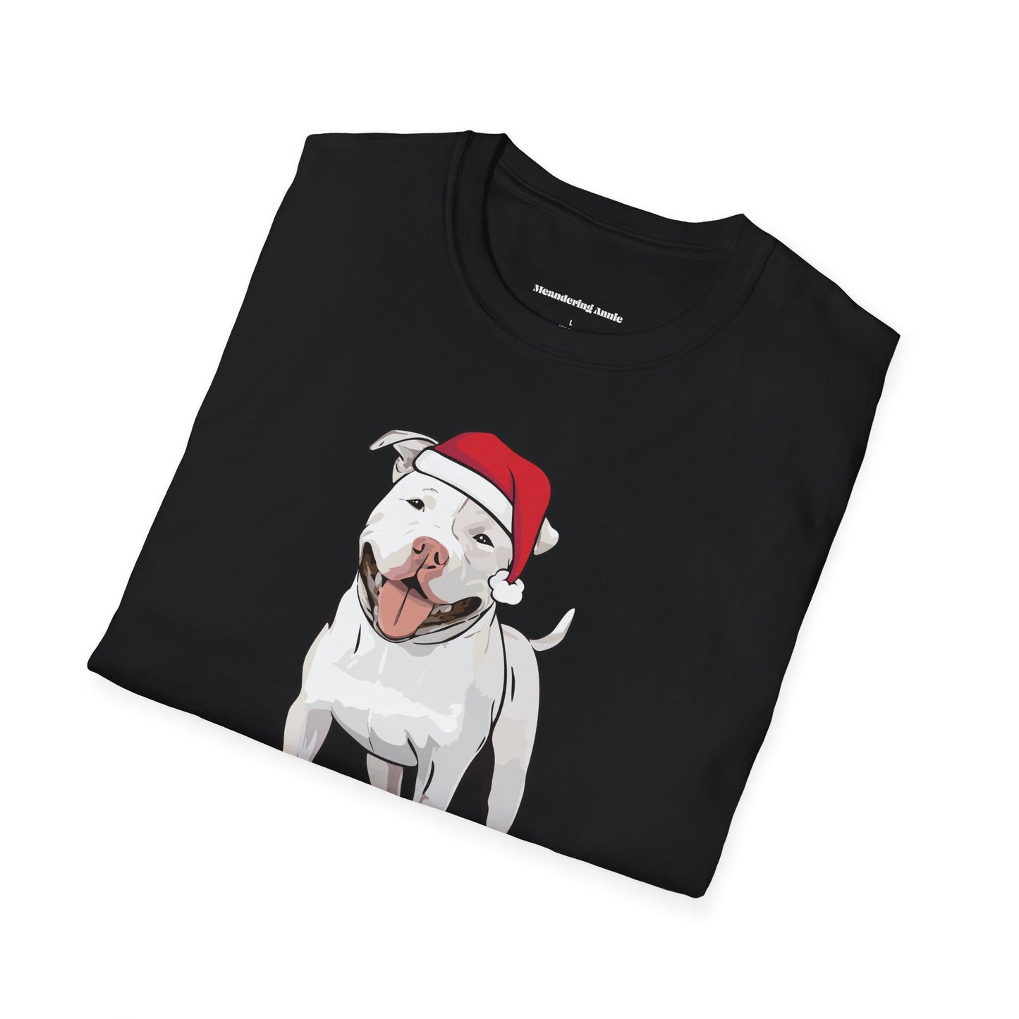 Santa Pitbull Dog Christmas T-Shirt, Holiday Pit Bull Terrier Dogs Pet Lover Gift, Xmas Puppy Shirt, Mens Womens Unisex Seasonal Tee