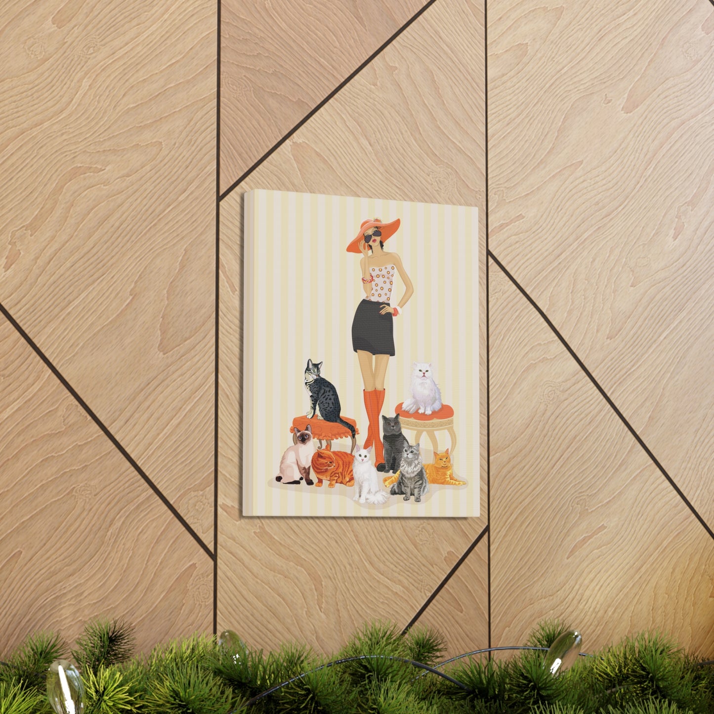 Childless Cat Lady Canvas Gallery Wrap Art Print - Crazy Cat Ladies Cat Mom Wall Art Home Decor