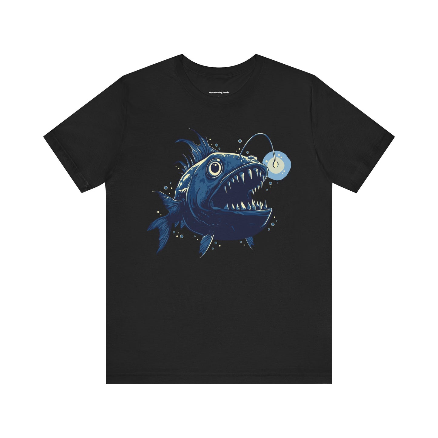 Deep Sea Anglerfish T-shirt, Ocean Life Angler Fish Bioluminescent Lure Tee - Short Sleeve Cotton Tees Mens Womens Unisex