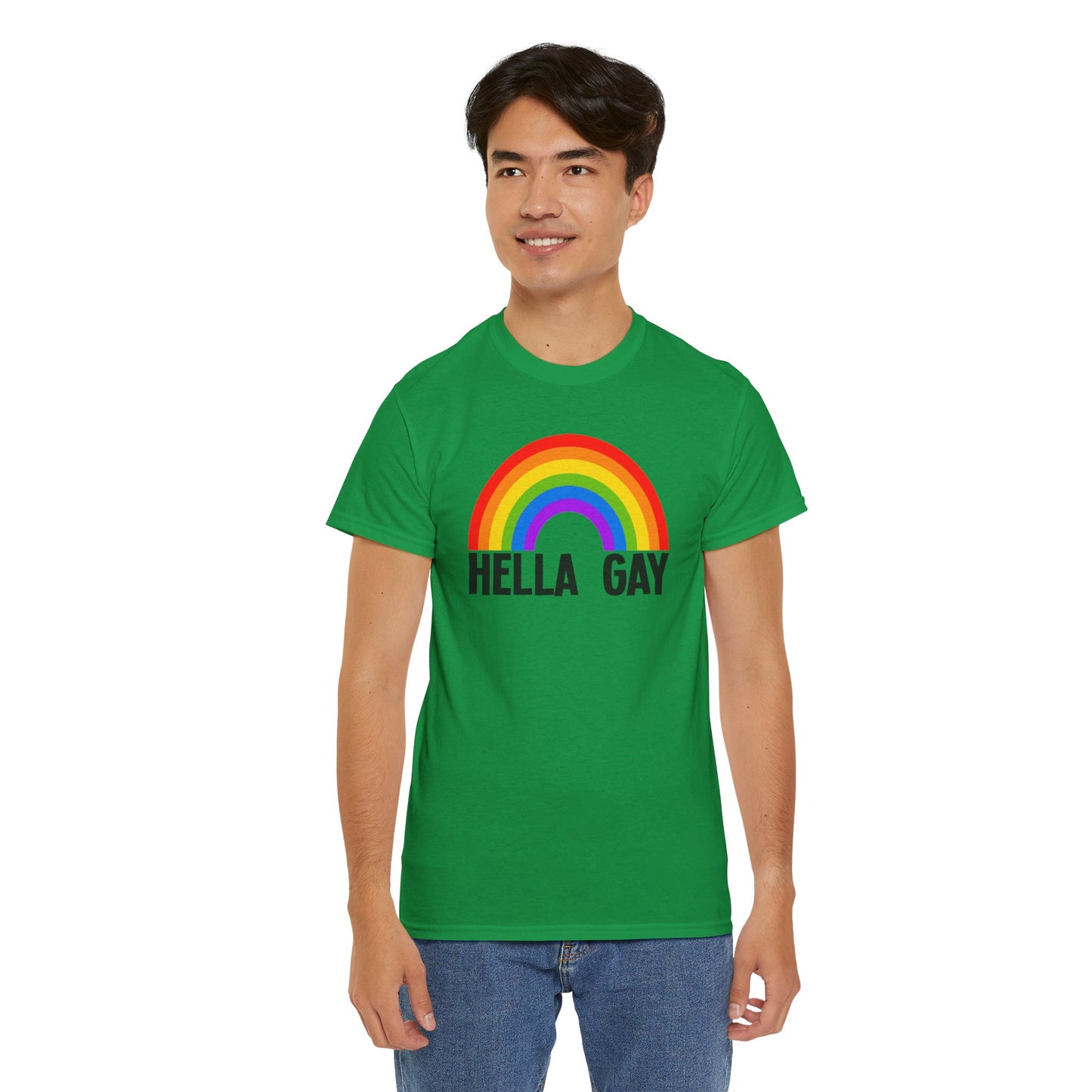 Hella Gay Rainbow Pride T-shirt Unisex Heavy Cotton Tee LGBTQIA+ Mens Womens Cotton Tee