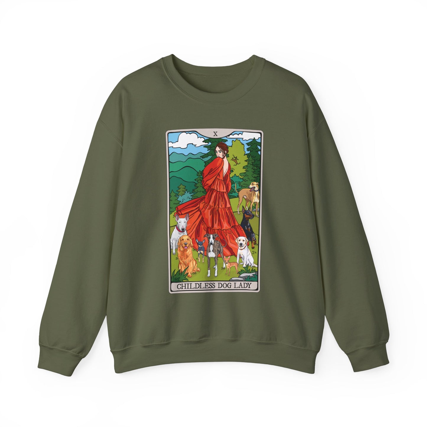 Childless Dog Lady Tarot Card Sweatshirt, Childless Women's Crewneck Sweater, Witchy Dog Lover Long Sleeve Shirt