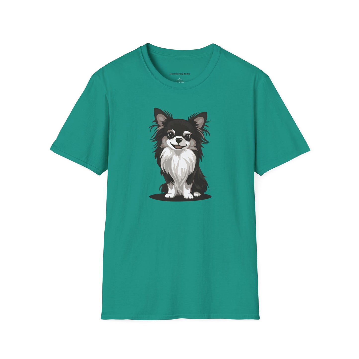 Black Long Haired Chihuahua Dog Soft T-Shirt - Mens Womens Unisex Cotton Long Coat Chihuahuas Dogs Pet Short Sleeve Tee