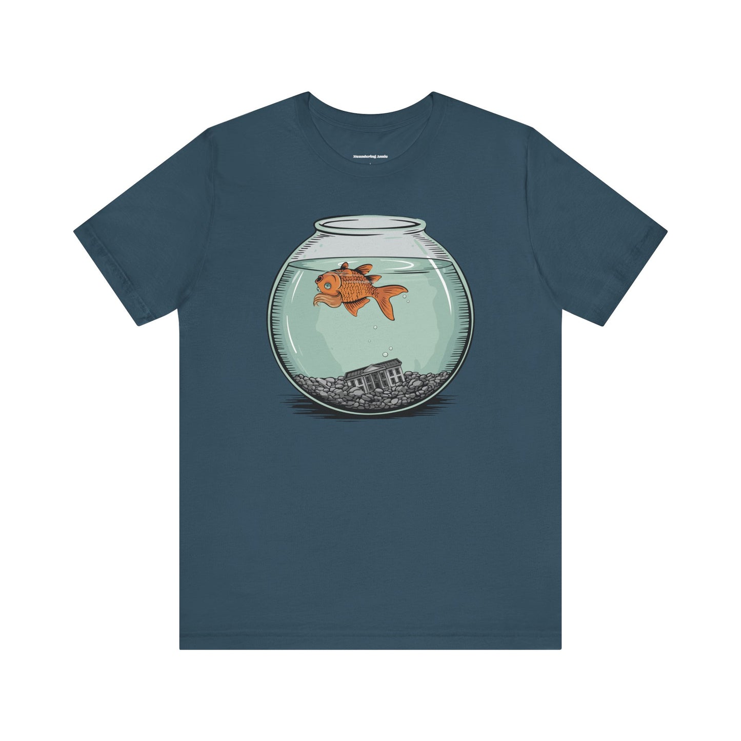 Dead Goldfish In A Fishbowl T-shirt, Funny Politics Tee, Leftist Liberal Political Humor Shirts, Orange Fish Floating in Tank Unisex Top