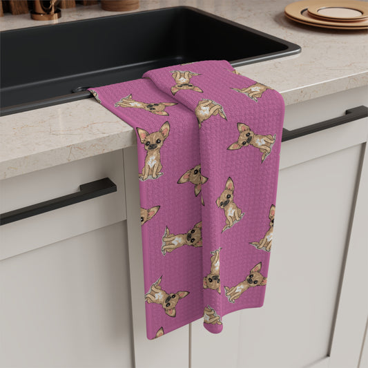Twila Chihuahua Puppy Dog Kitchen Hand Towel Microfiber Tea Towel with Short Hair Tan Chihuahuas Puppies Dogs Pattern