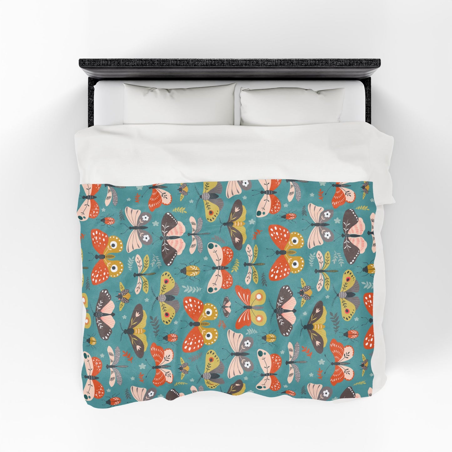 Flutter Frolic Moth, Butterfly, Dragonfly, Bugs Velveteen Plush Blanket, Thow Blankets Bedding Home Bedroom Decor