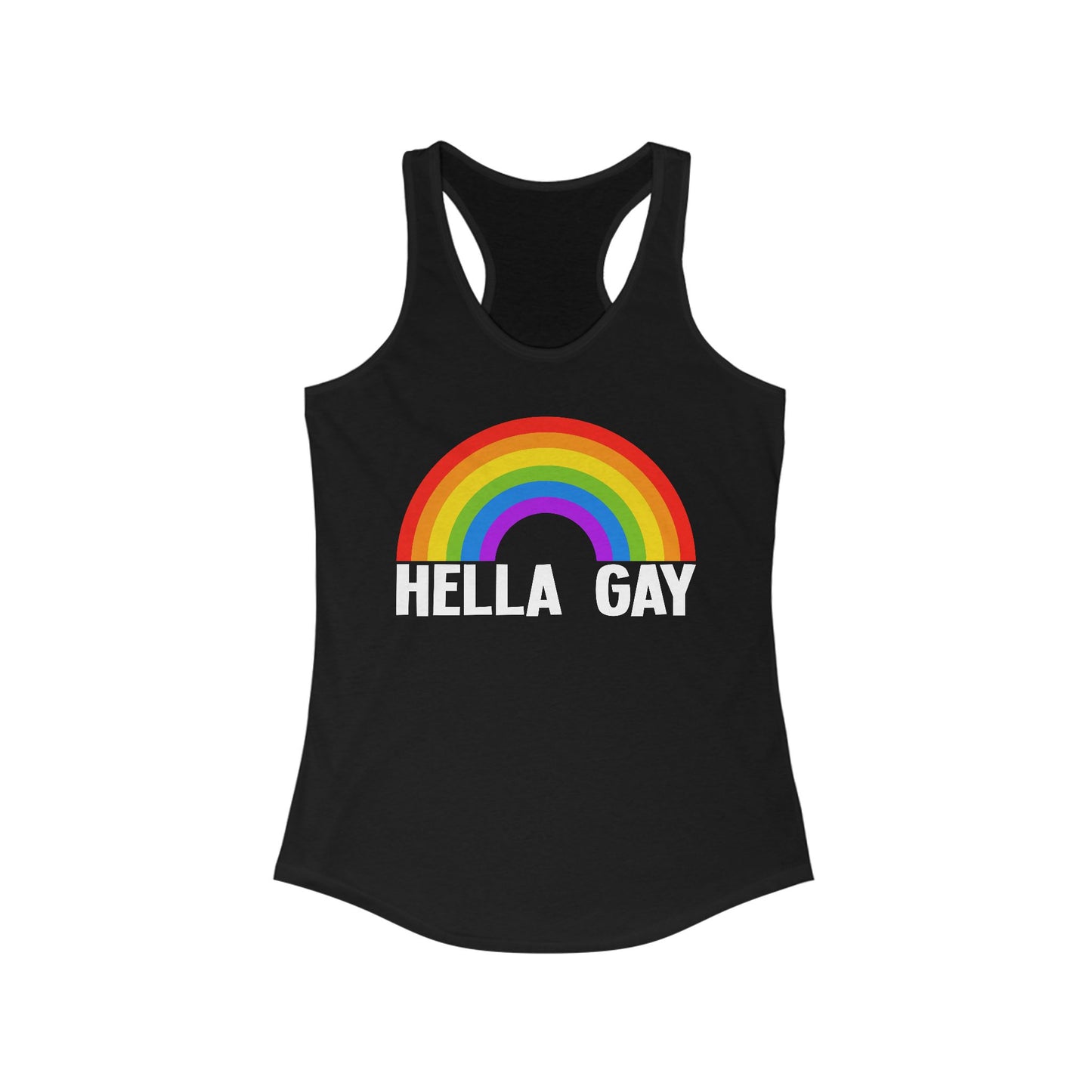 Hella Gay Tank Top, Pride Rainbow Tank - LGBTQIA+ Festival Parade, Lesbian Queer Summer Wear, Sleeveless Racerback Tank Tops