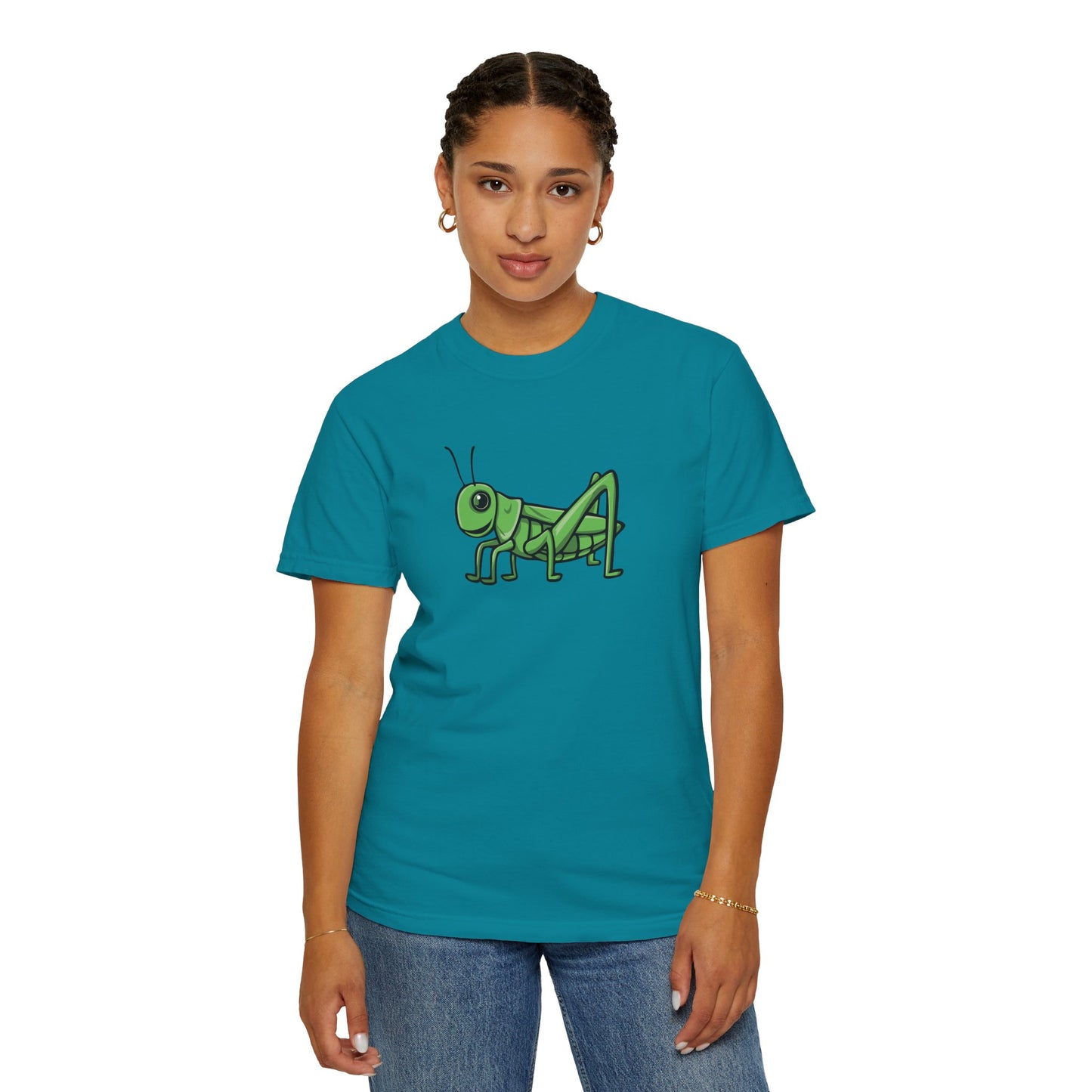 Grasshopper T-shirt Unisex Garment-Dyed Tee with Grass Hopper Bug Insect Print Mens Womens Tshirt