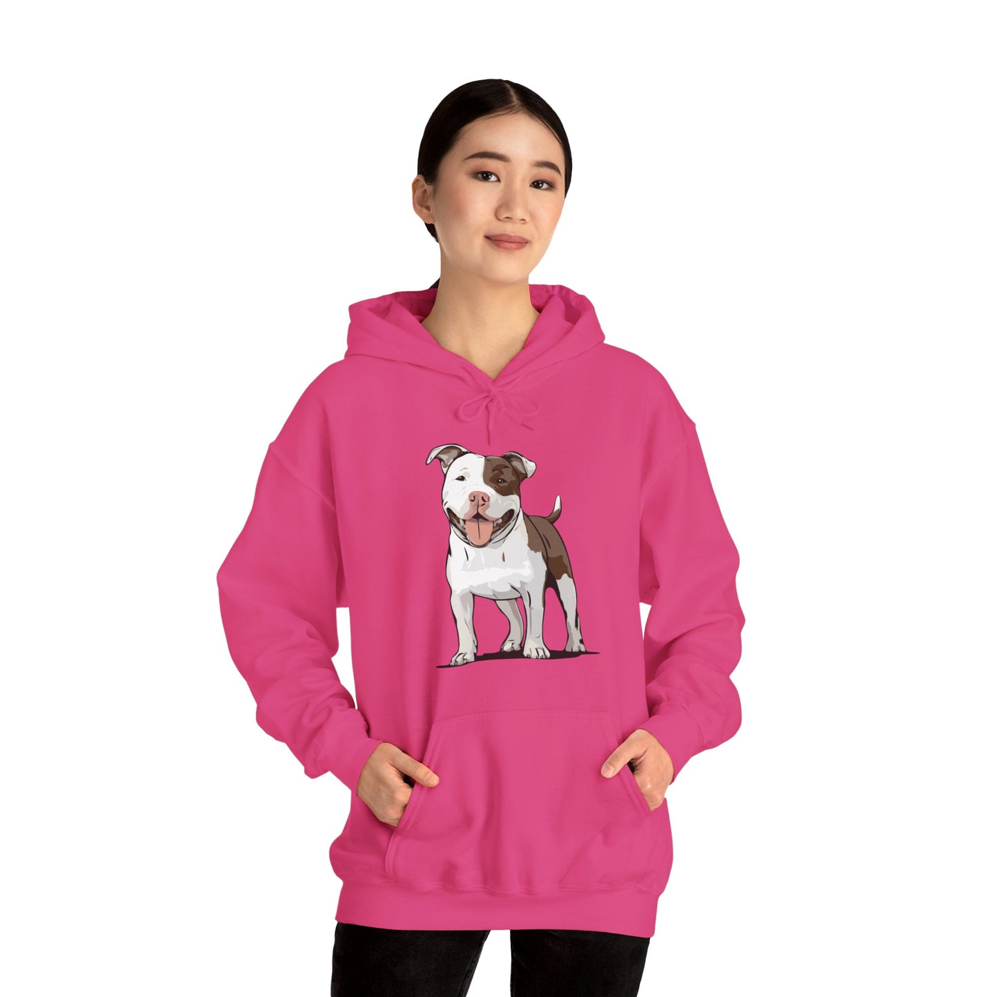 Ollie Dog Pulliver Hoodie Unisex Heavy Blend Hooded Sweatshirt with Pit Bull Dog Pet Design