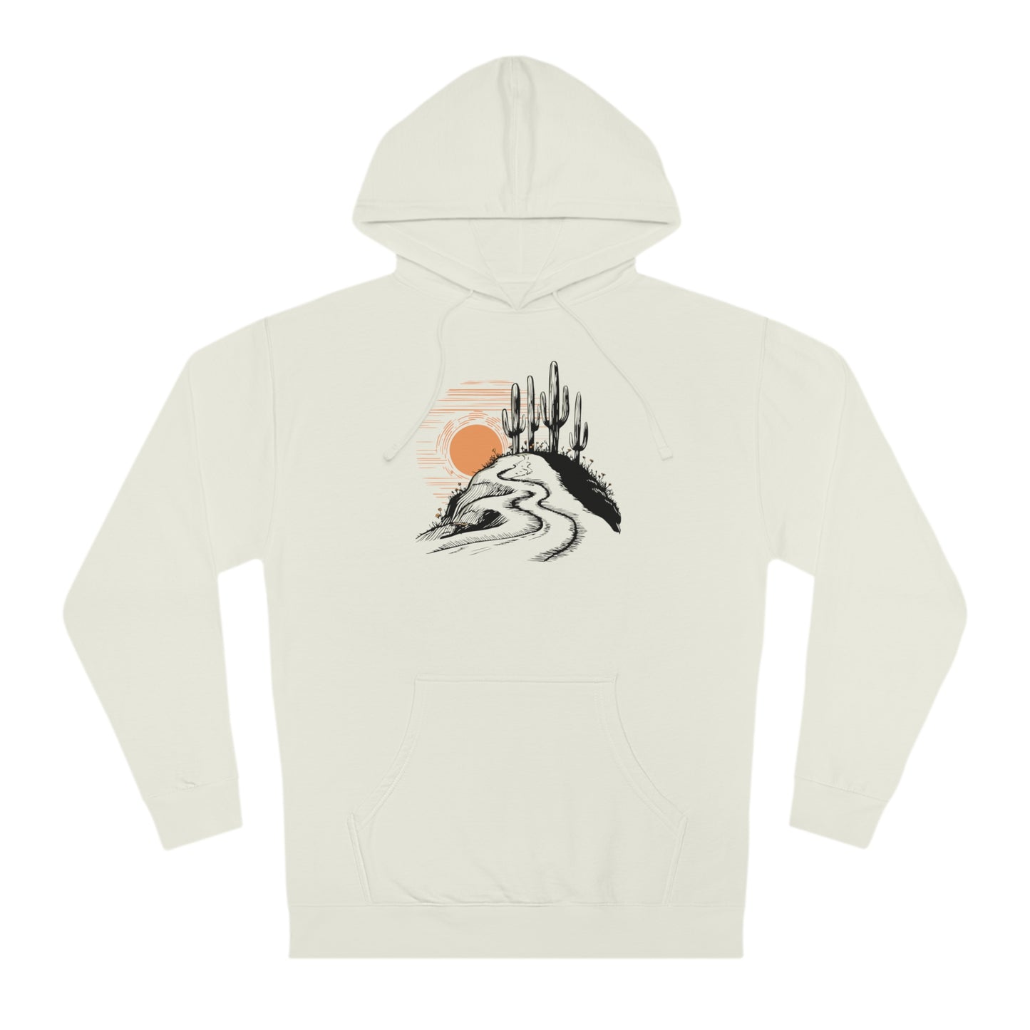 Arizona Desert Cactus Landscape Hoodie - Mens Womens Unisex Hooded Sweatshirt with Saguaro Cactus Sunset Print