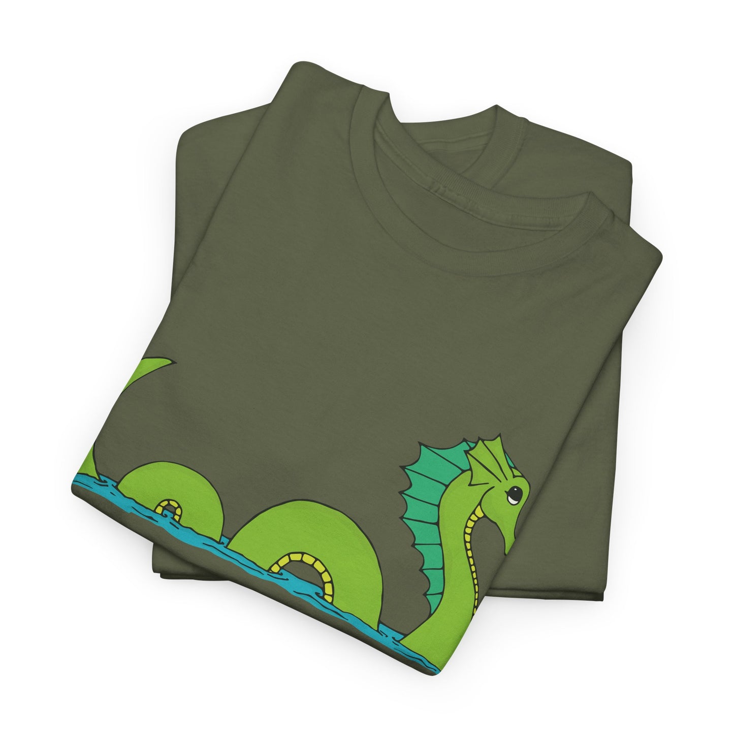 Sea Serpent T-shirt Unisex Heavy Cotton Tee - Mens Womens Loch Ness Sea Monster