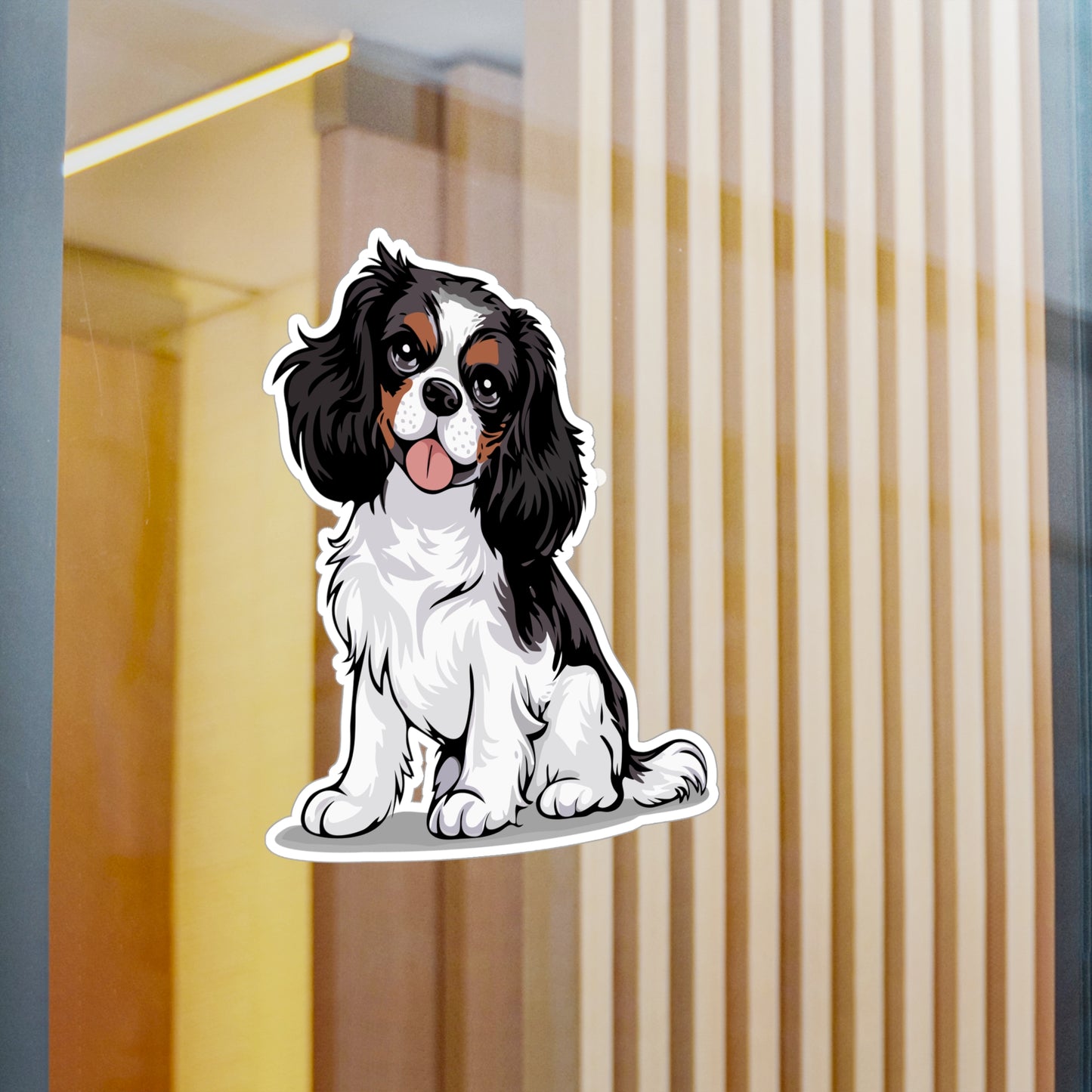 Charlie  Cavalier King Charles Spaniel Dog Vinyl Sticker Kiss-Cut Vinyl Decals with Pet Dog Cavalier Puppy Print