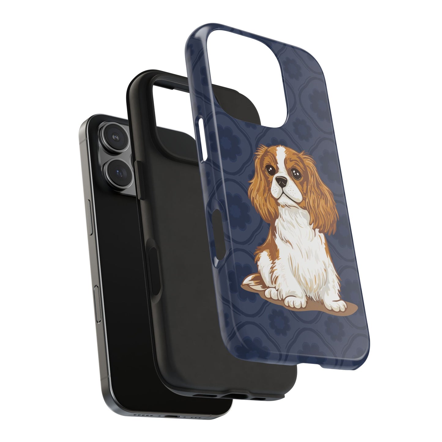 Cavalier King Charles Spaniel Dog Phone Case, Tough Phone Cases Pet Dogs Blue Pattern