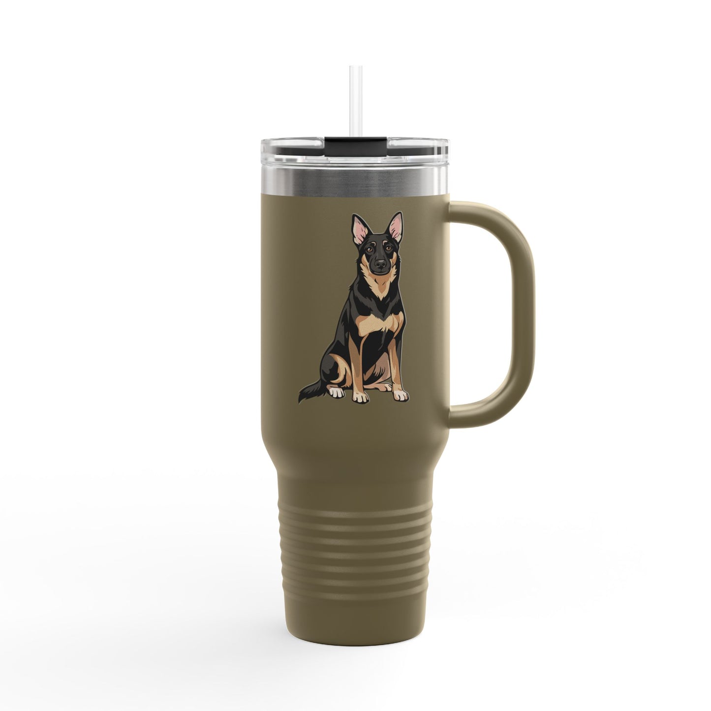Buddy German Shepherd Dog Insulated Travel Mug, Dog Lover Gift, Pet Owner Present, Puppy Dogs Drinkware Coffee Mugs, Water Bottle