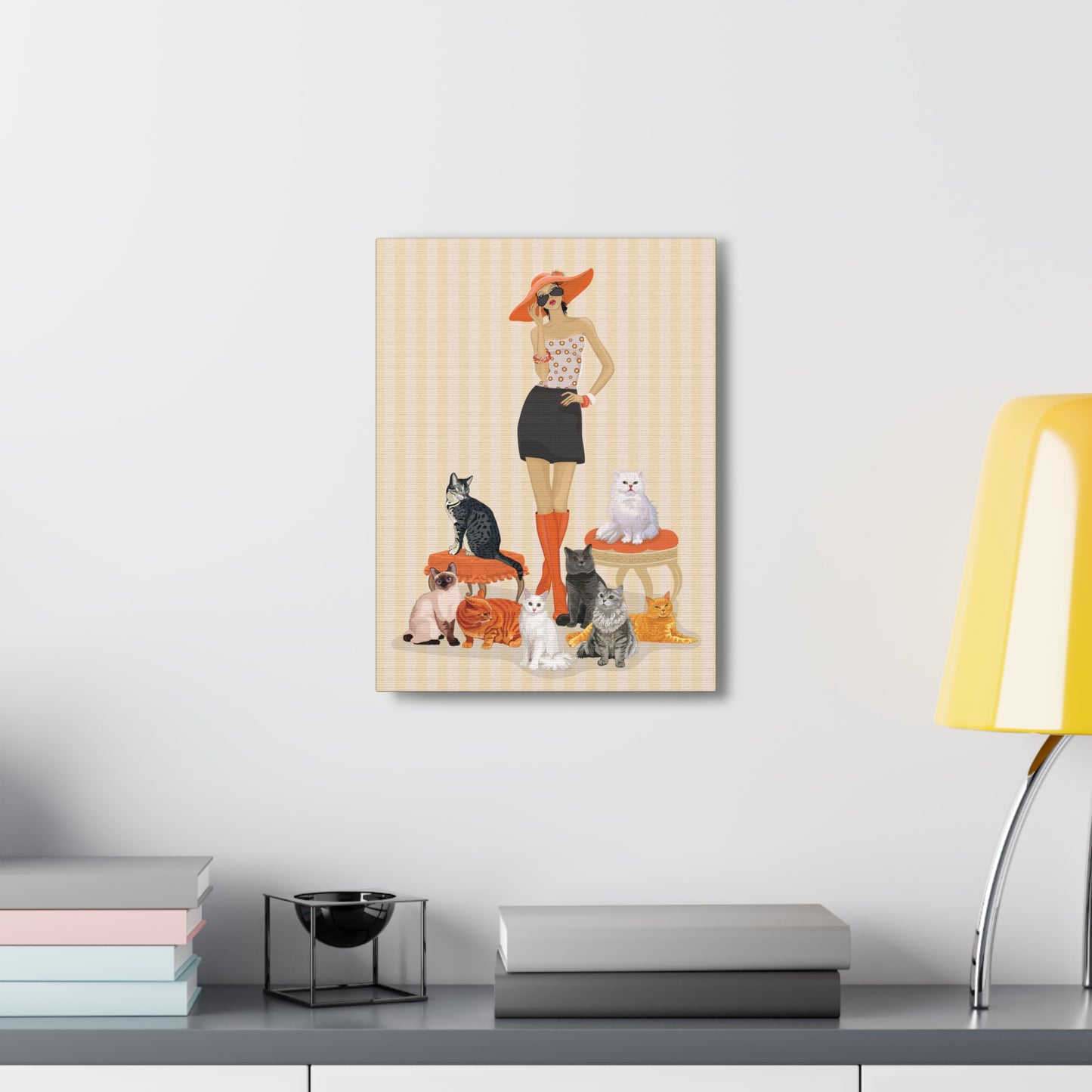 Childless Cat Lady Canvas Gallery Wrap Art Print - Crazy Cat Ladies Cat Mom Wall Art Home Decor